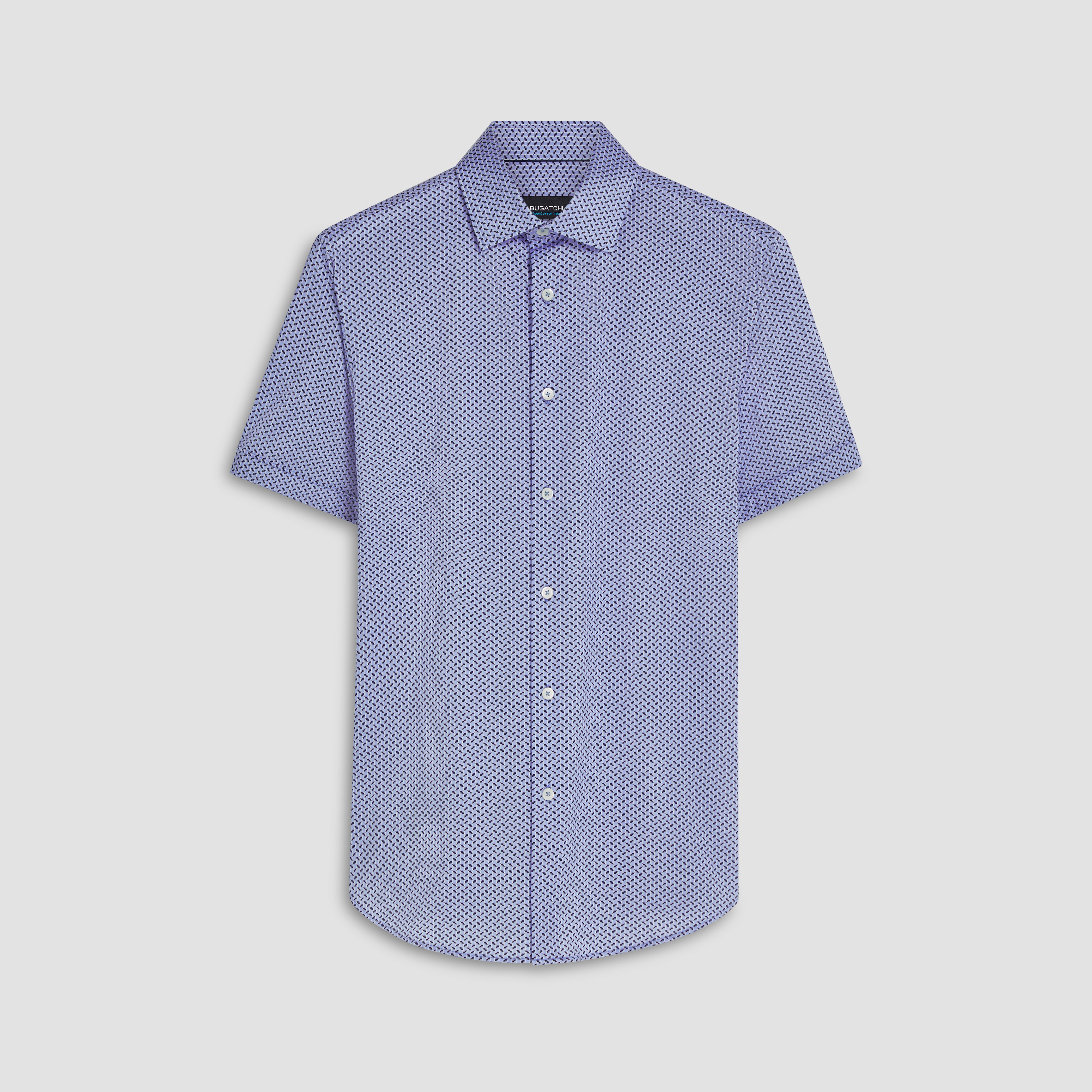 Bugatchi - Miles Raindrop Print OoohCotton® Short Sleeve Shirt - Navy main image 1