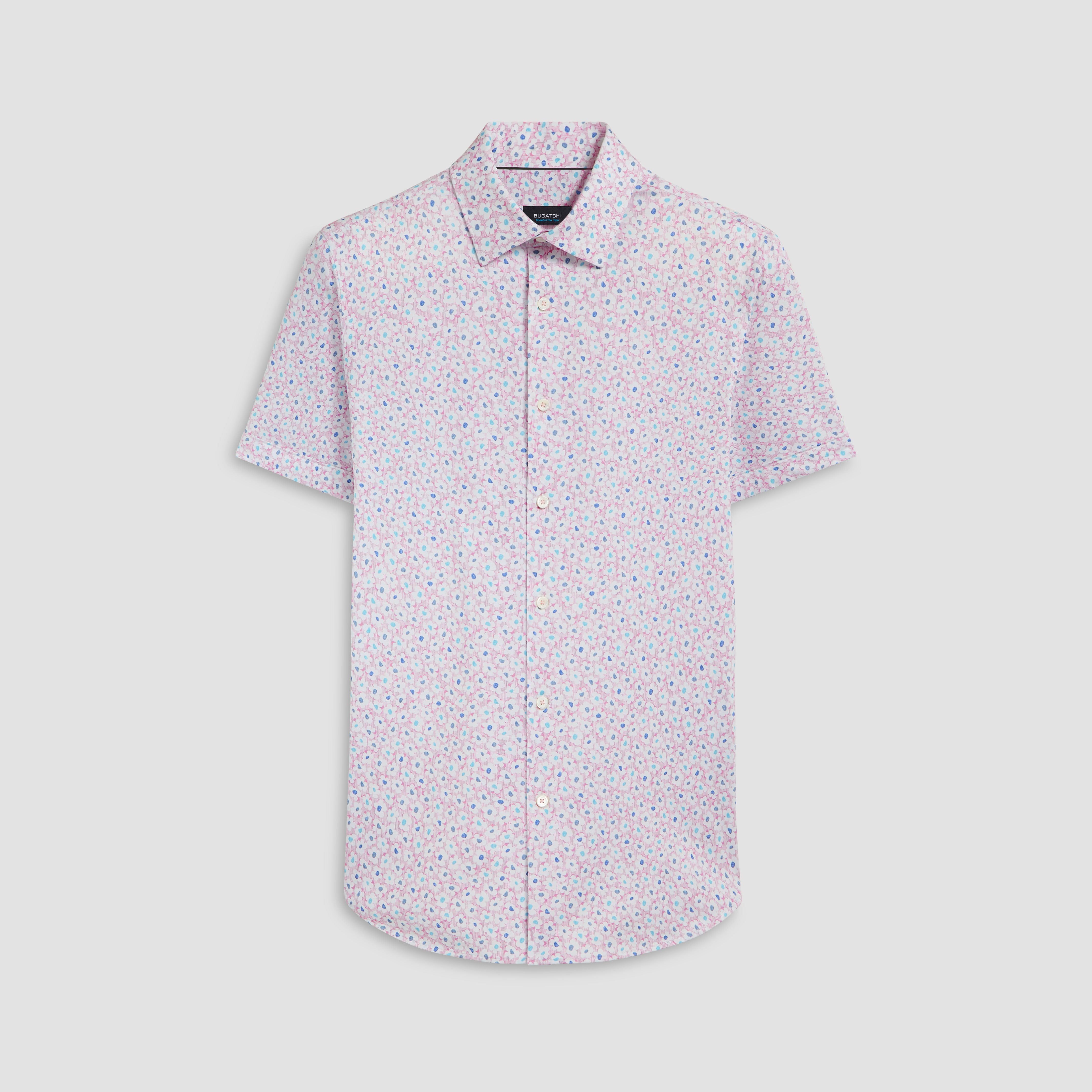 Miles OoohCotton® Leaf Print Short-Sleeve Shirt - Sand