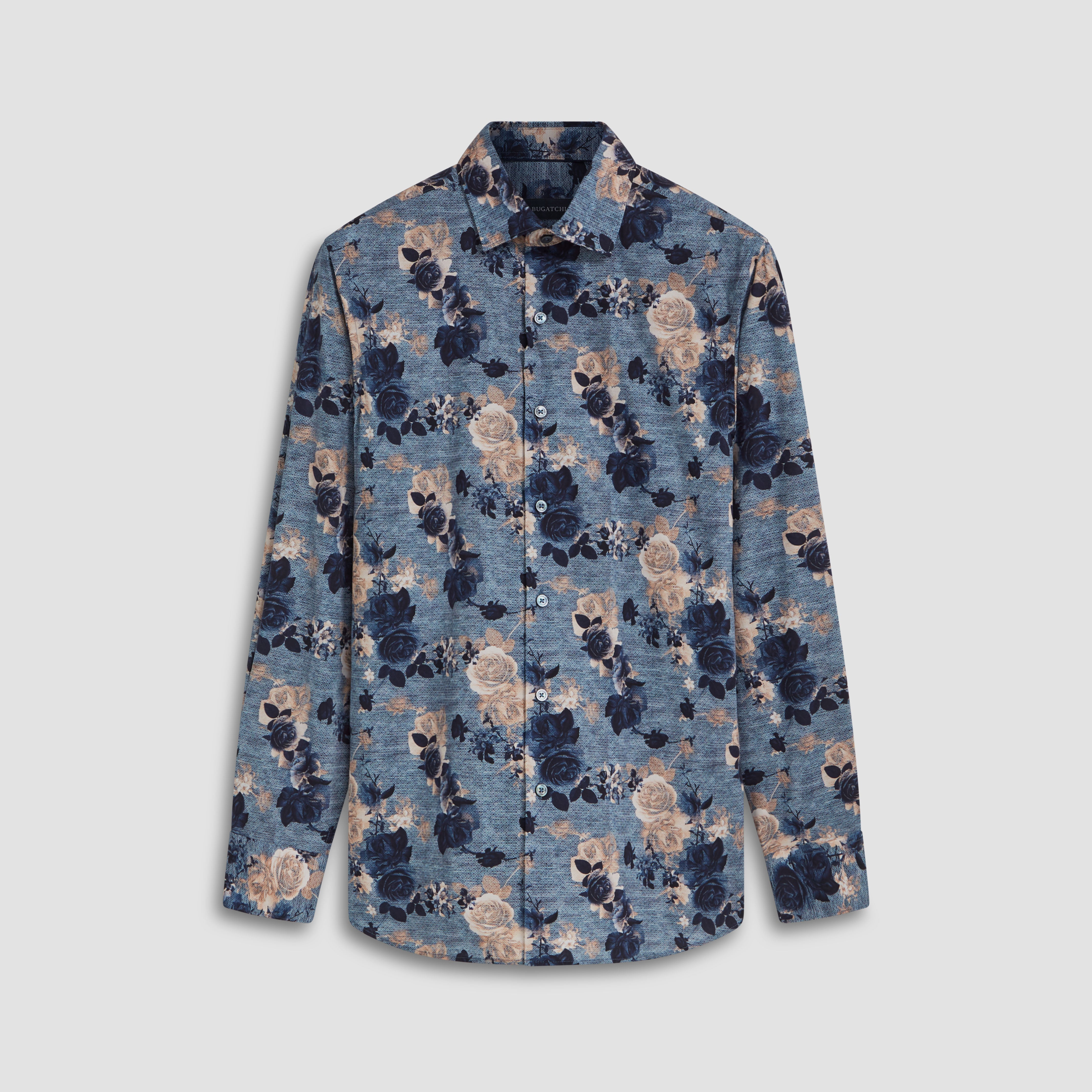 Axel Floral Shirt in Dusty Blue – BUGATCHI