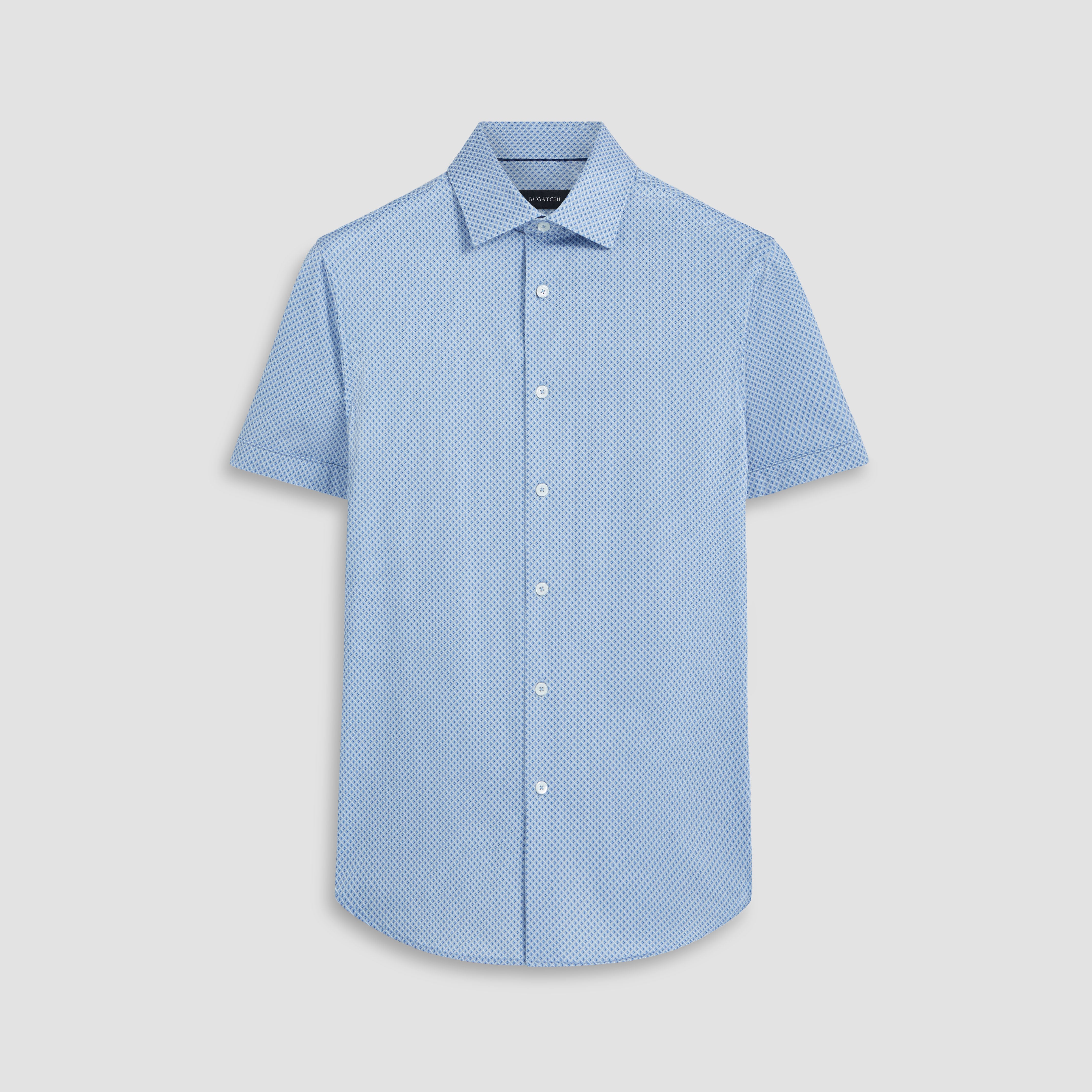 Bugatchi Ooohcotton Miles Short Sleeve Sport Shirt - Classic Blue - FINAL SALE main image 1