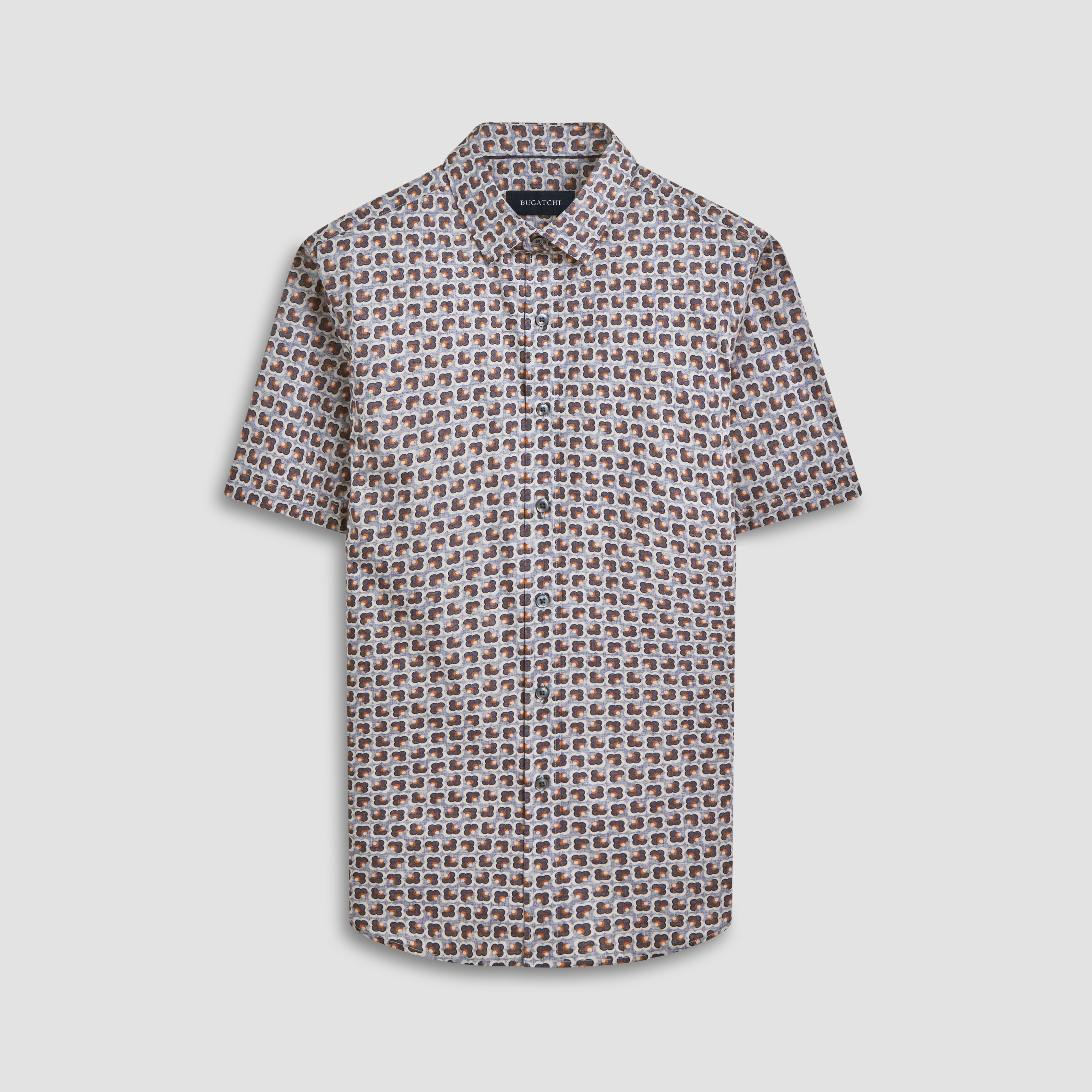 Bugatchi - Orson Floral Short Sleeve Shirt - Dusty Pink main image 1