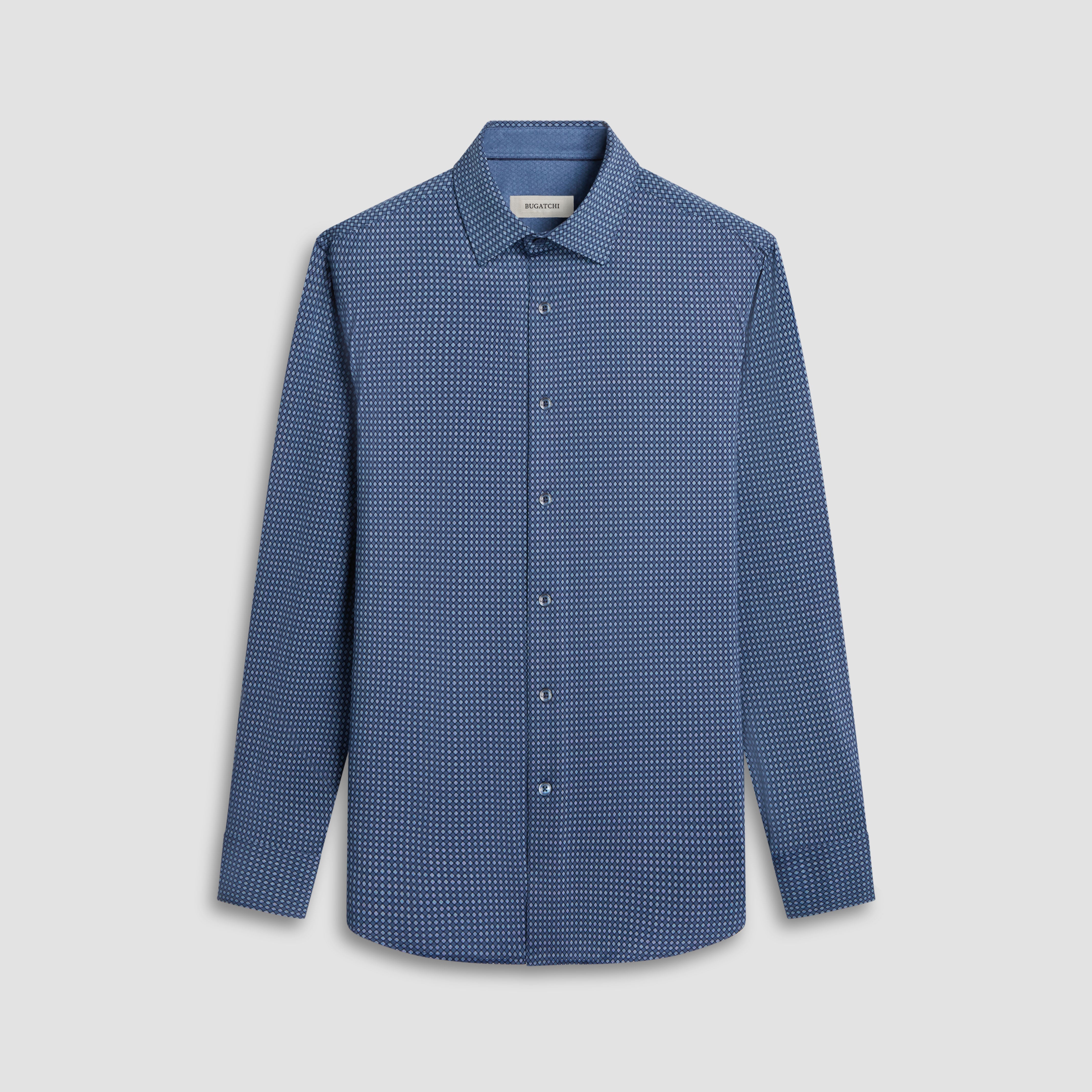 Bugatchi -  JIMMY Double Sided Herringbone/Check OoohCotton® Shirt