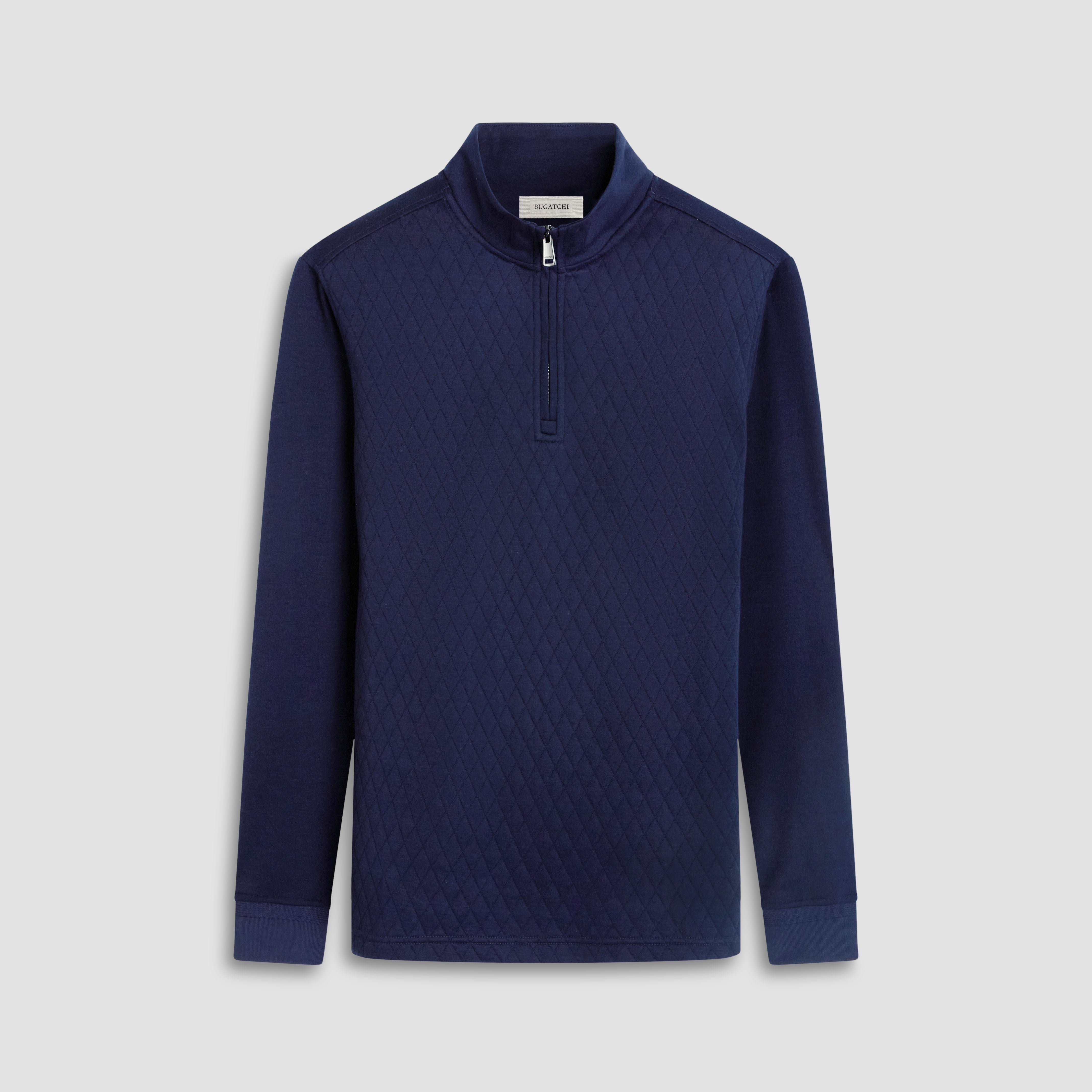 Bugatchi - Twill-Effect Performance Quarter Zip - Eggplant