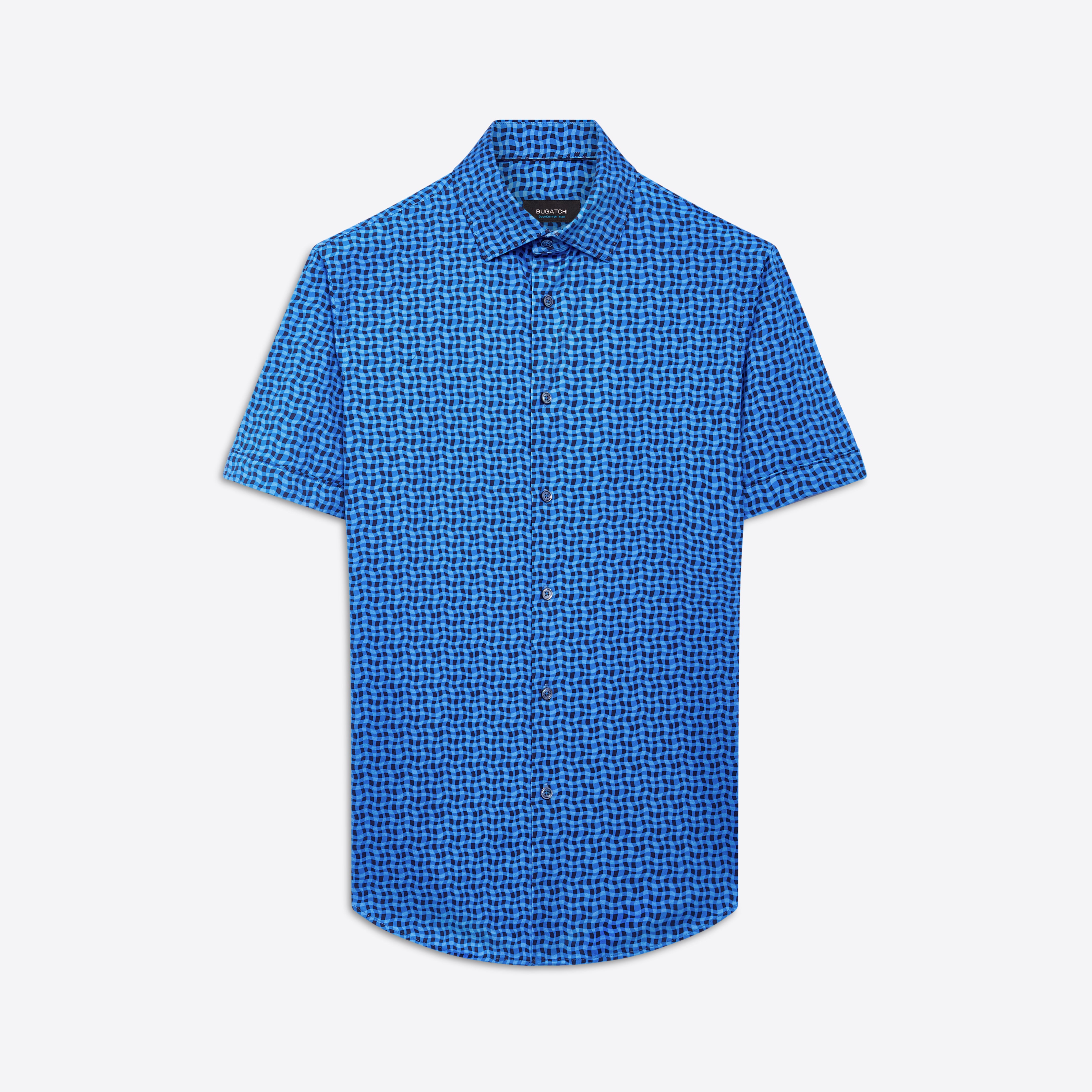 Bugatchi Ooohcotton Miles Short Sleeve Sport Shirt - Classic Blue - FINAL SALE