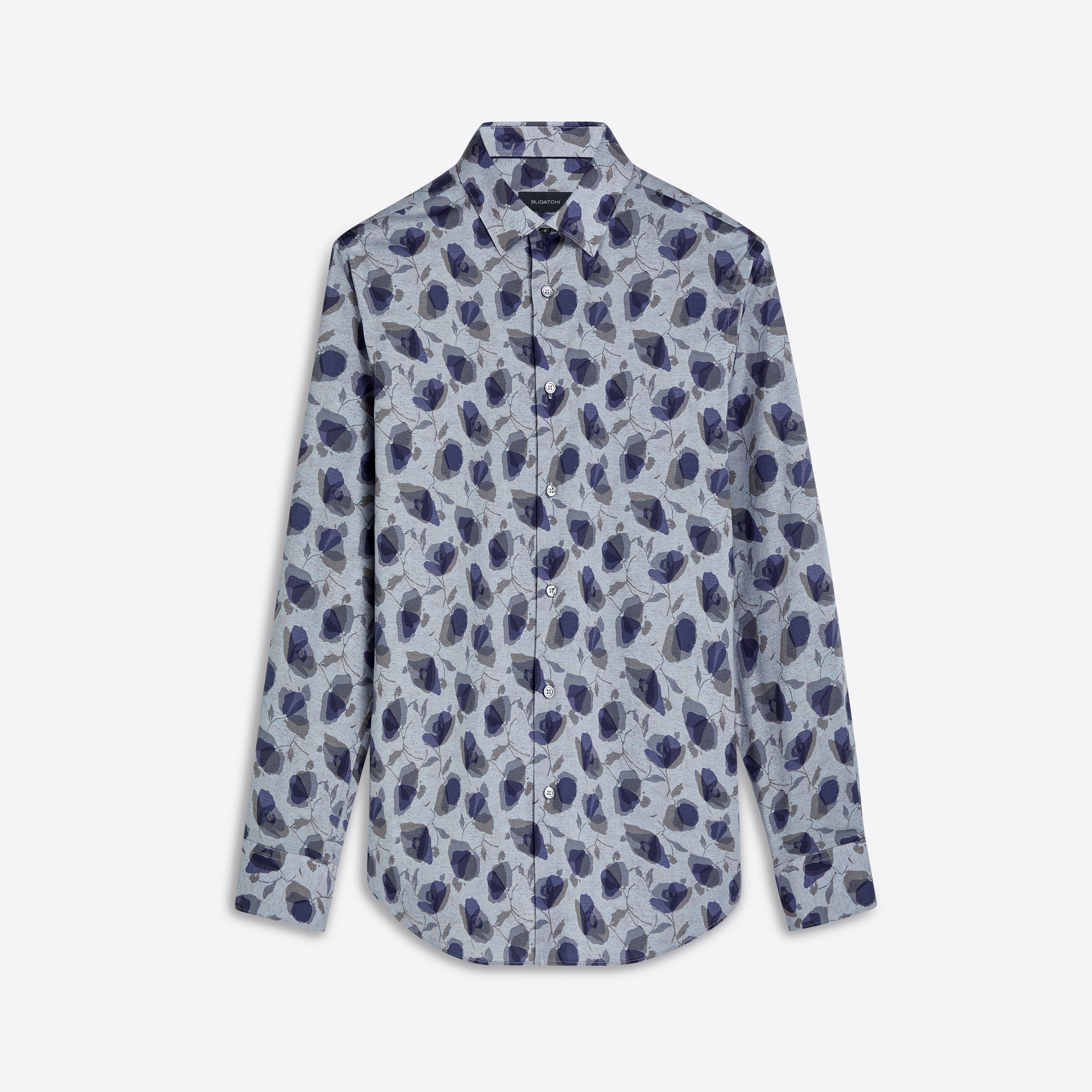 Bugatchi Men's Long Sleeve Dress Shirt – Julian Floral Shirt Air Blue