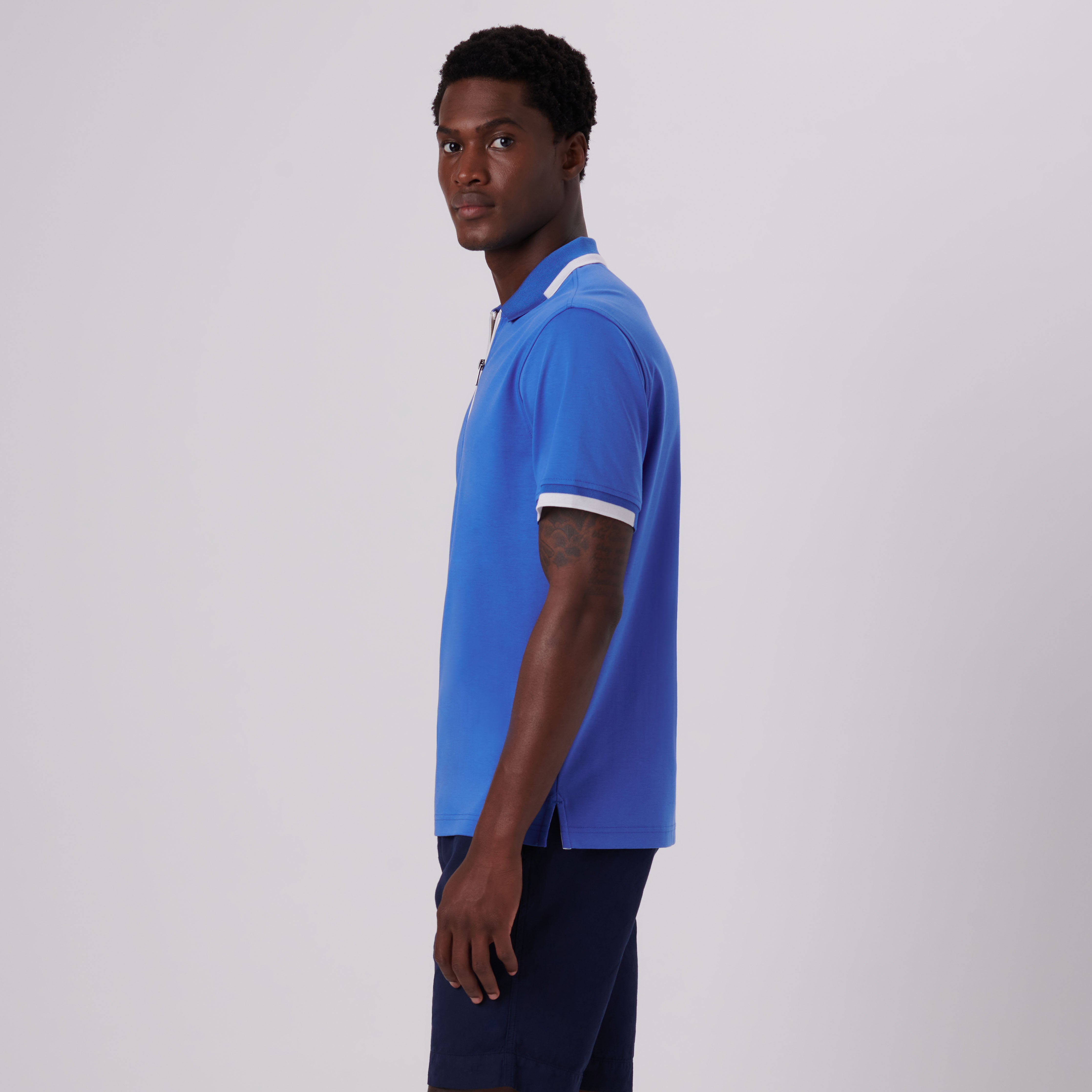 Quarter Zip Polo Shirt in Classic Blue – BUGATCHI