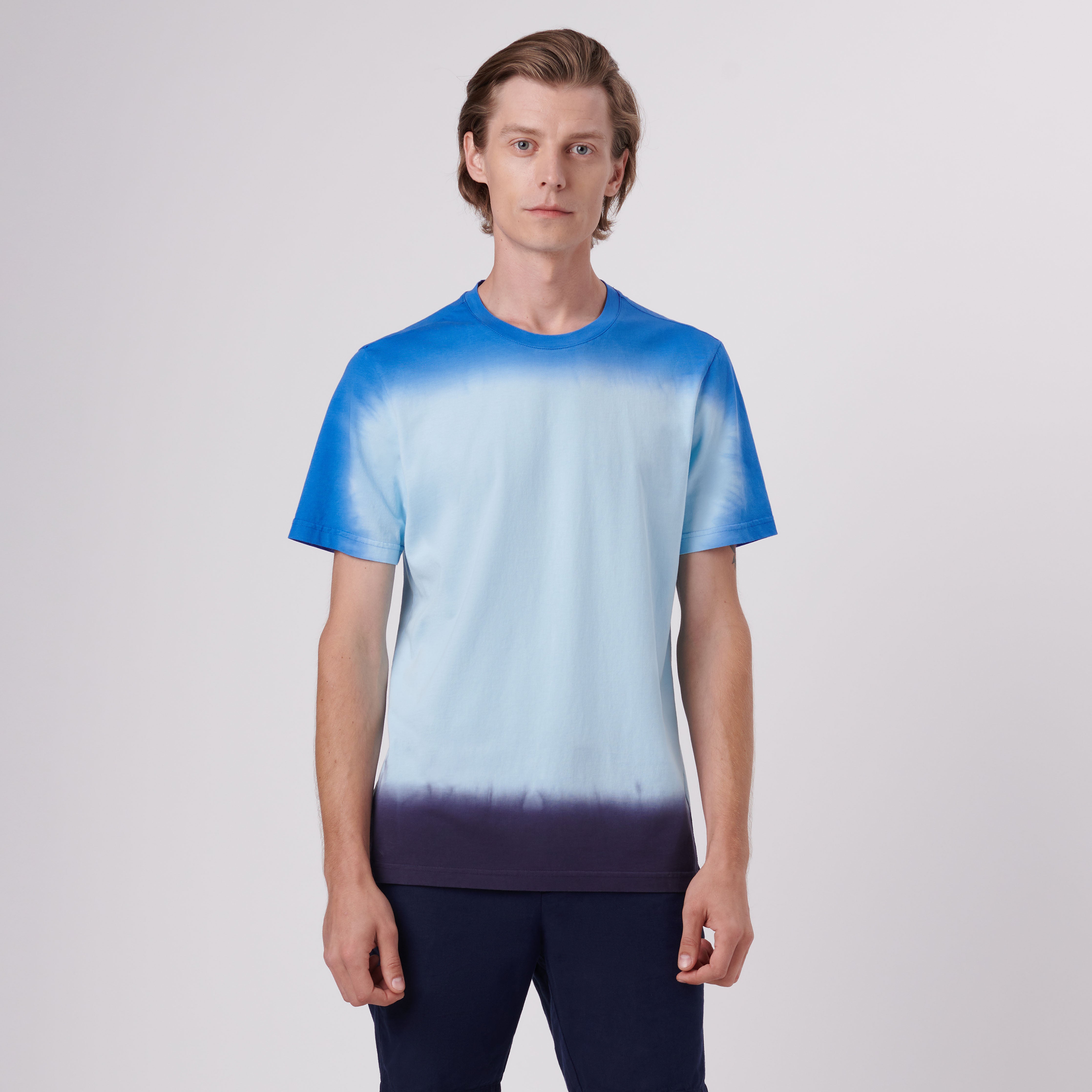 Gradient T-shirt with rubber patch blue - Men