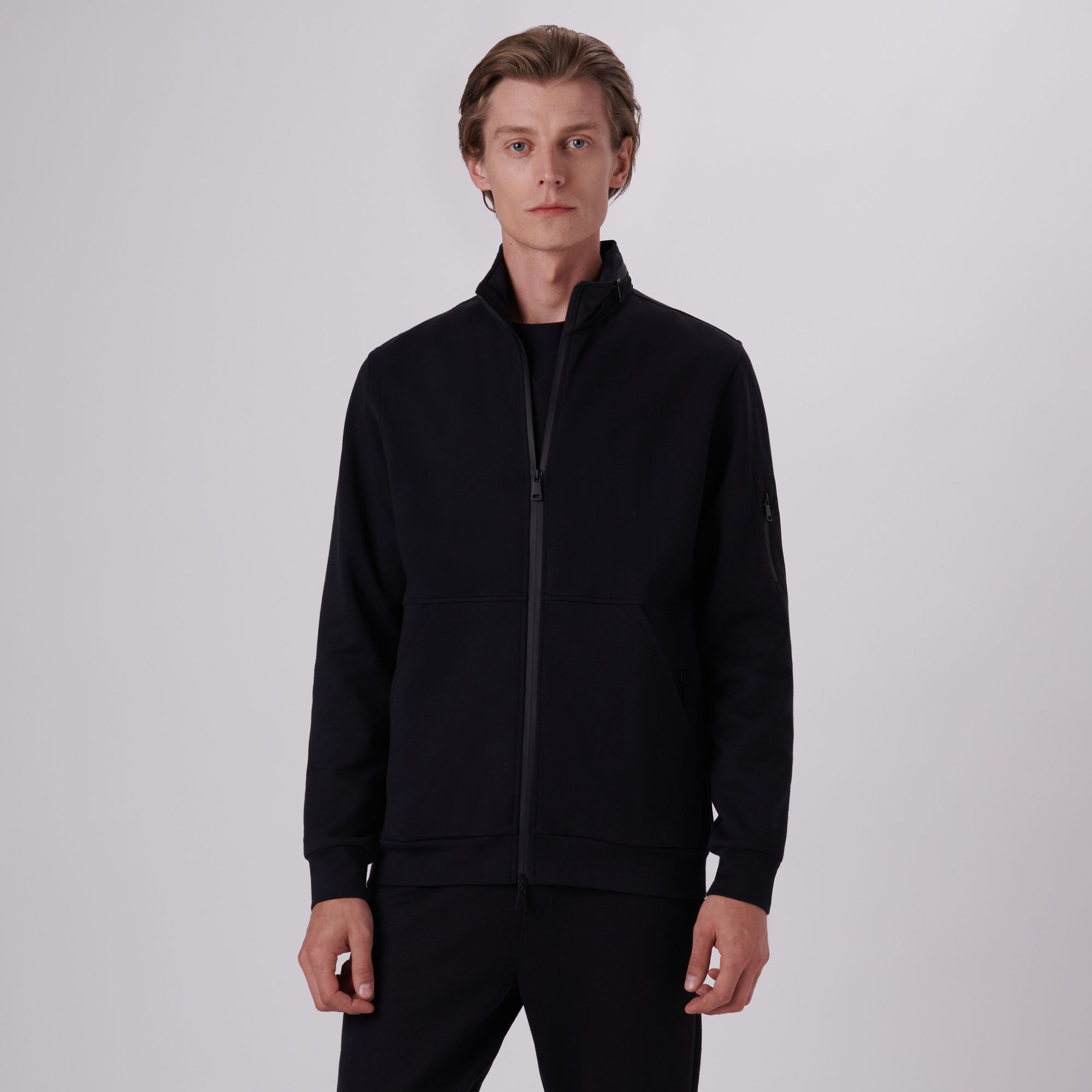 Mock Neck Jacket With Stow-Away Hood