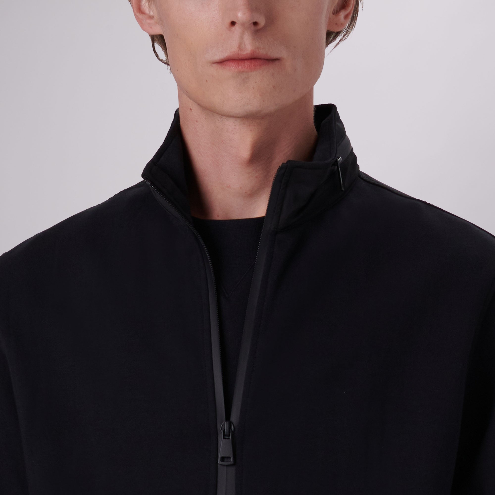 Mock Neck Jacket With Stow-Away Hood