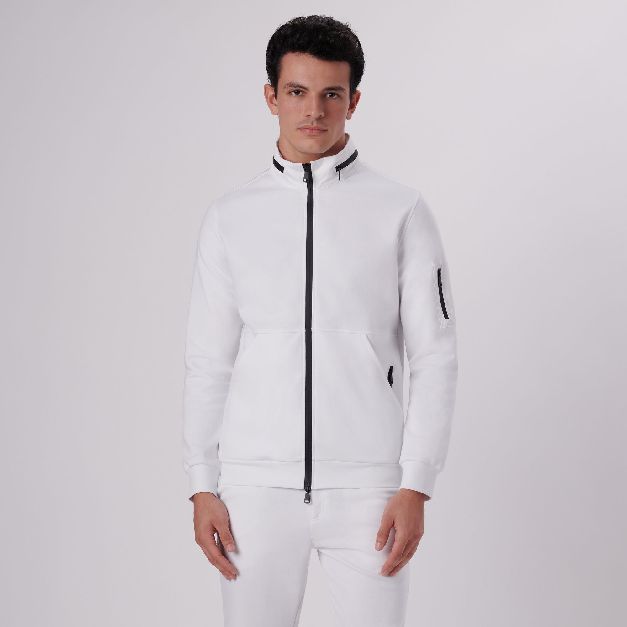 Mock Neck Jacket With Stow-Away Hood