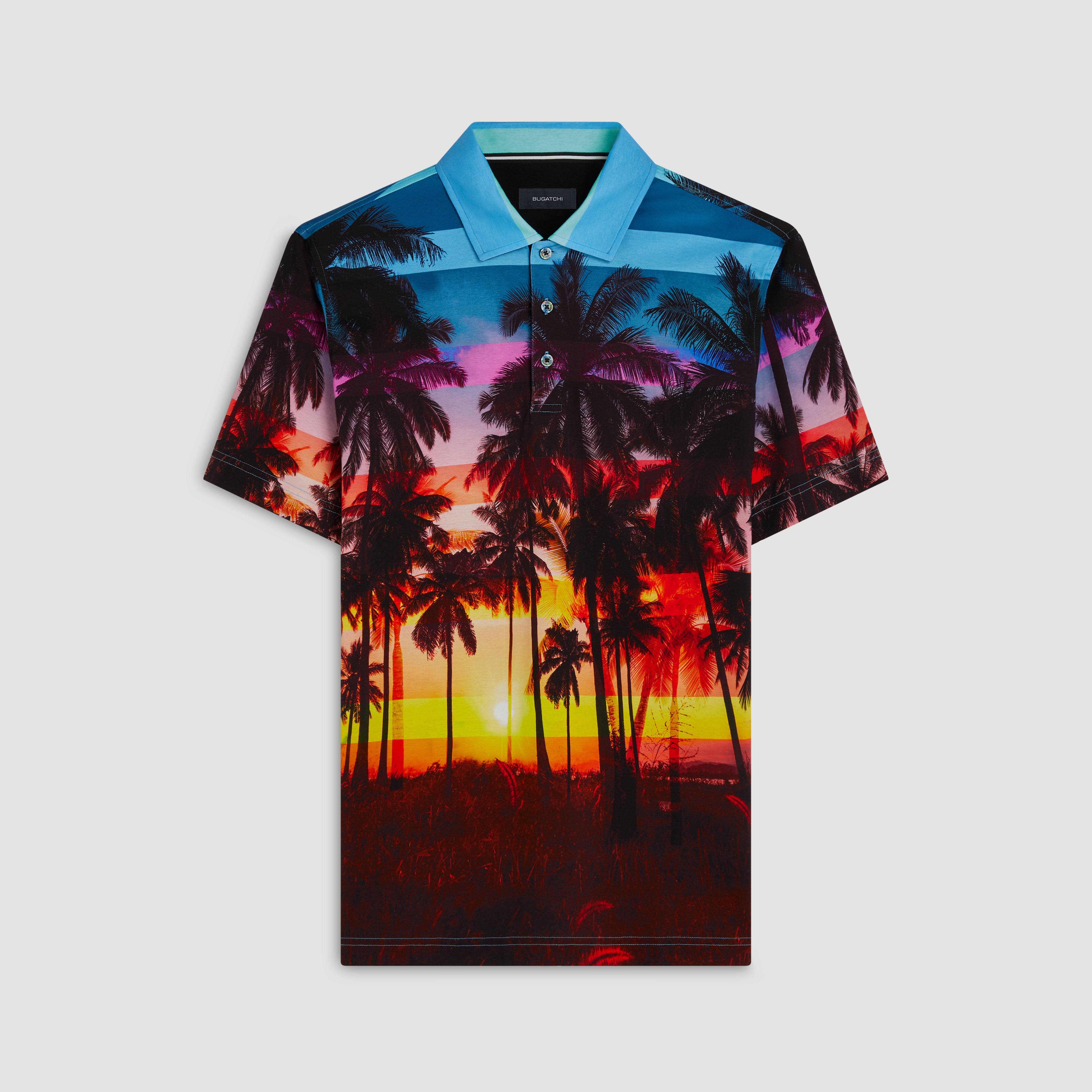 Hendrix Tropical Sunset Print Polo Shirt – BUGATCHI