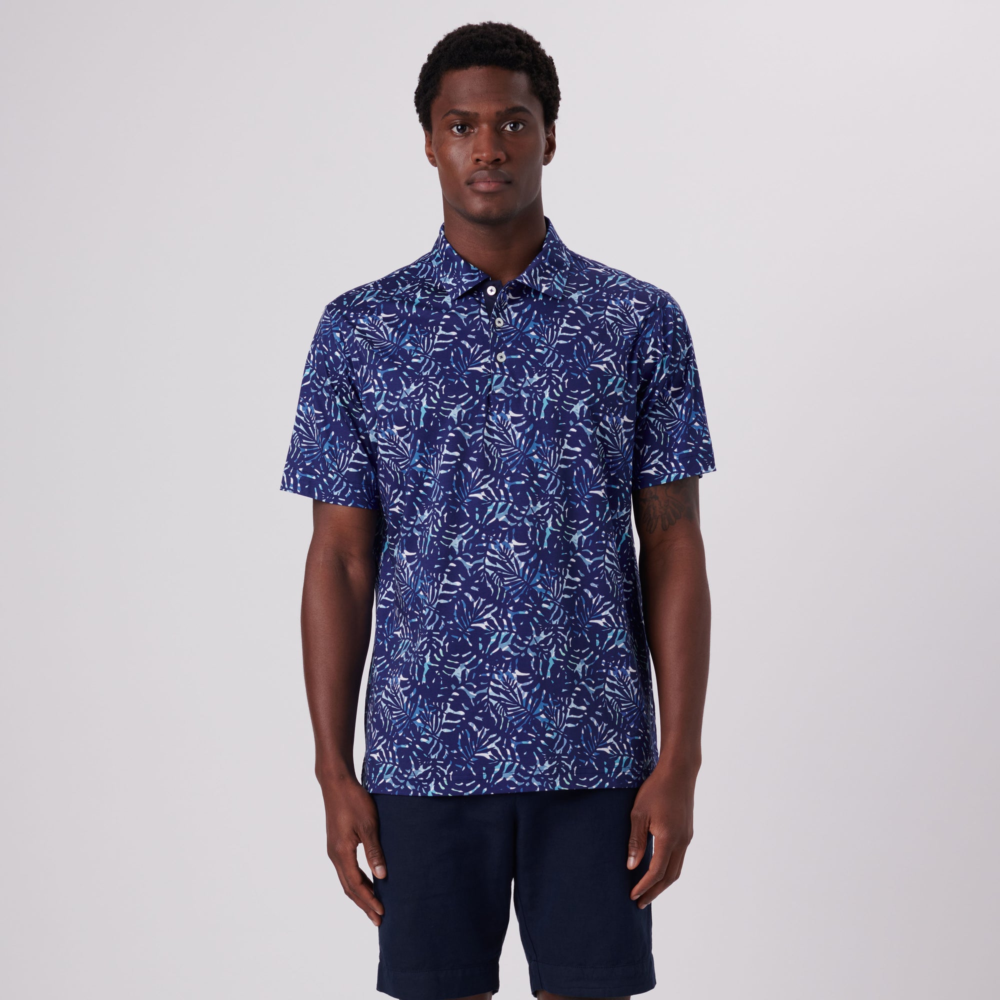 Hendrix Leaf Print Polo Shirt