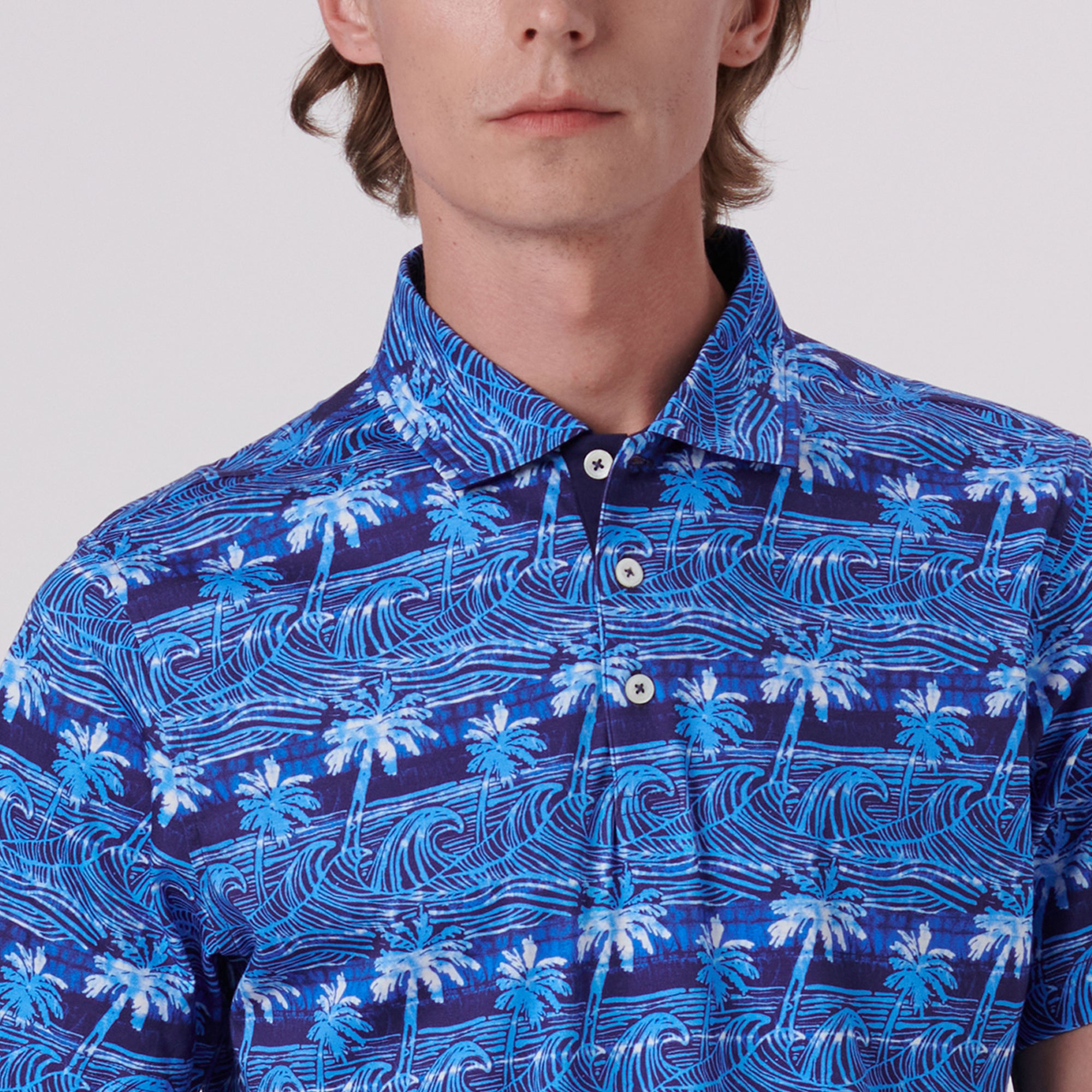 Hendrix Palms & Waves Print Polo Shirt