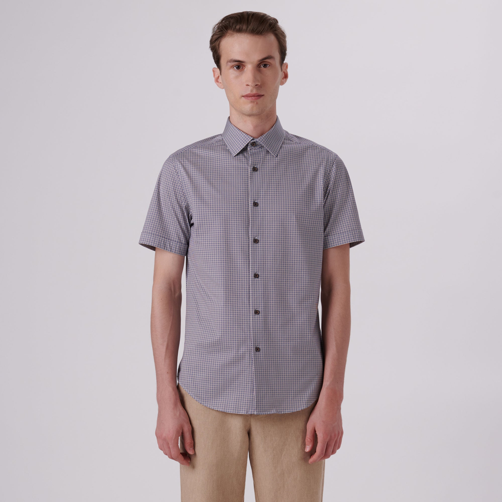 Miles Geometric Print OoohCotton Short Sleeve Shirt