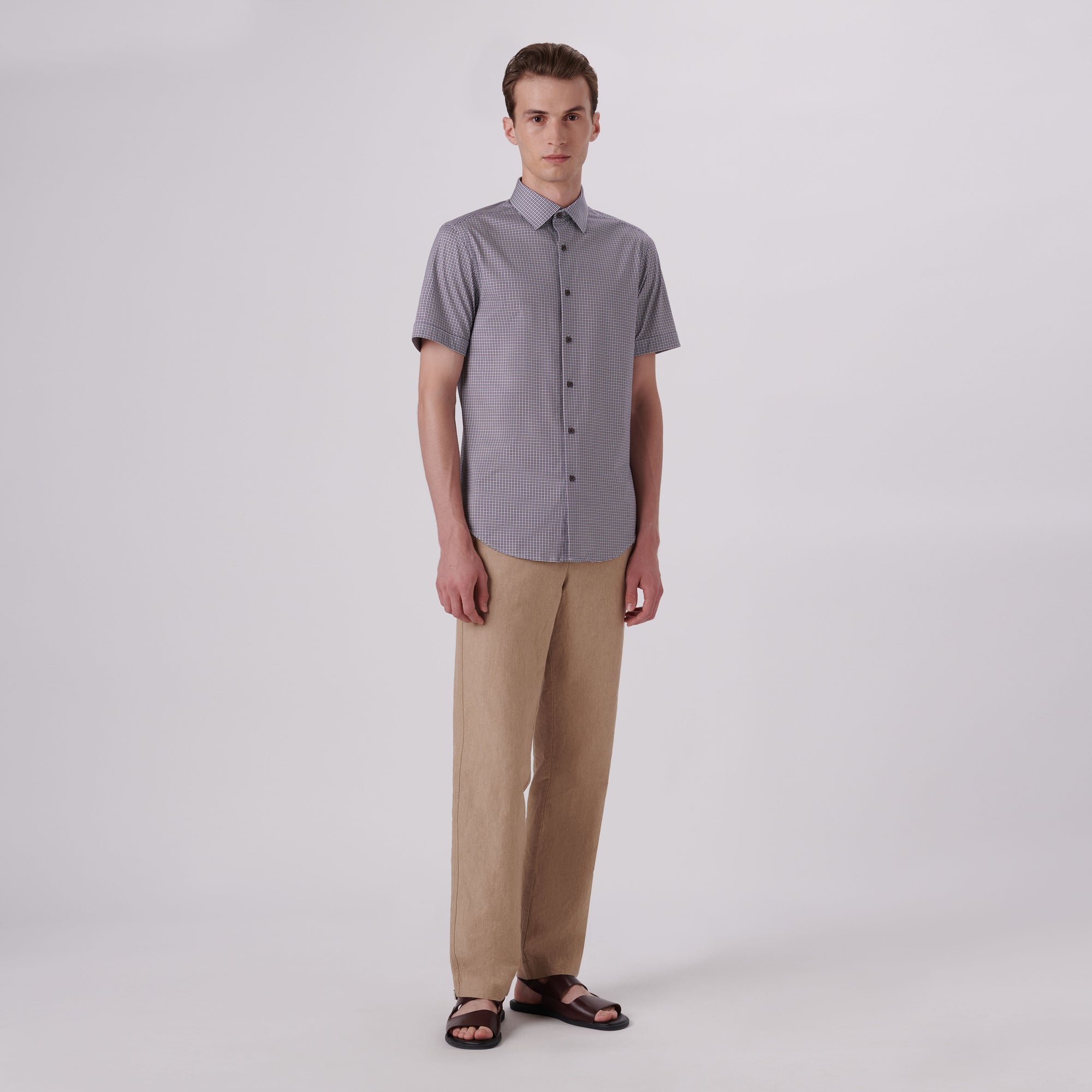 Miles Geometric Print OoohCotton Short Sleeve Shirt