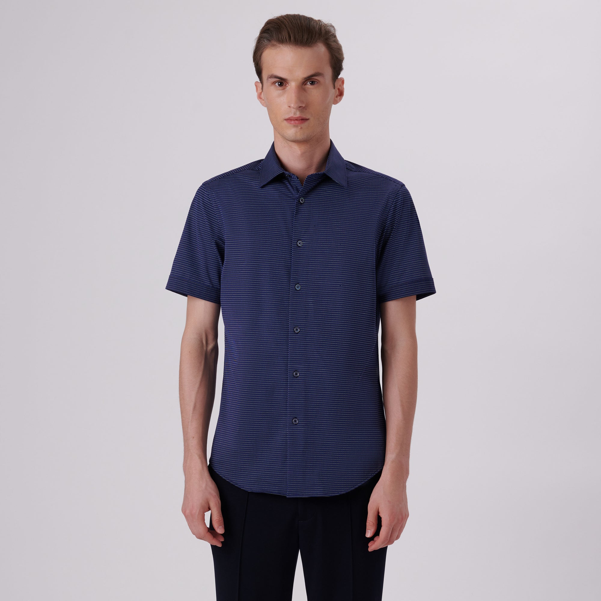Miles Chalk Stripe Print OoohCotton Short Sleeve Shirt