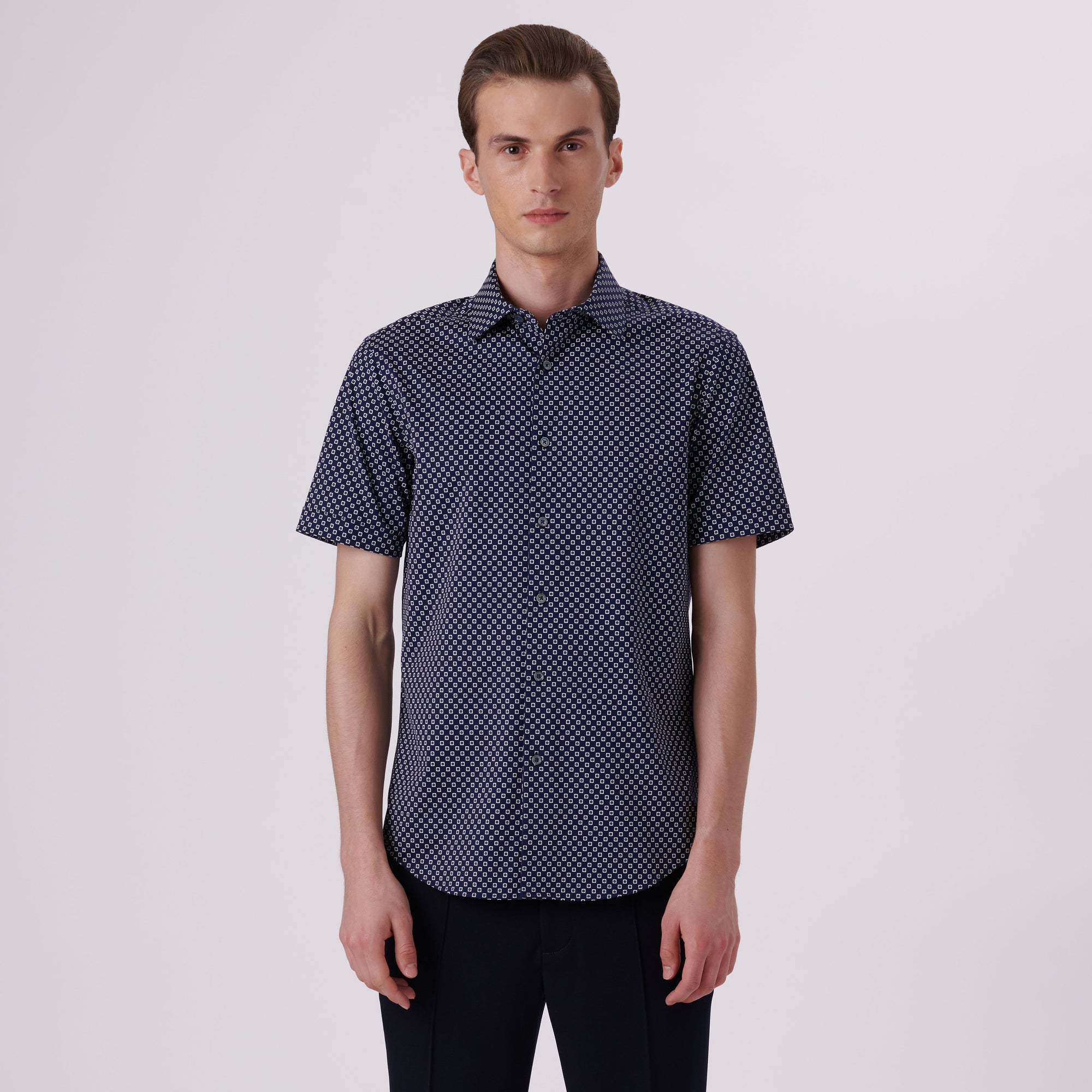 Miles Geometric Print OoohCotton Short Sleeve Shirt