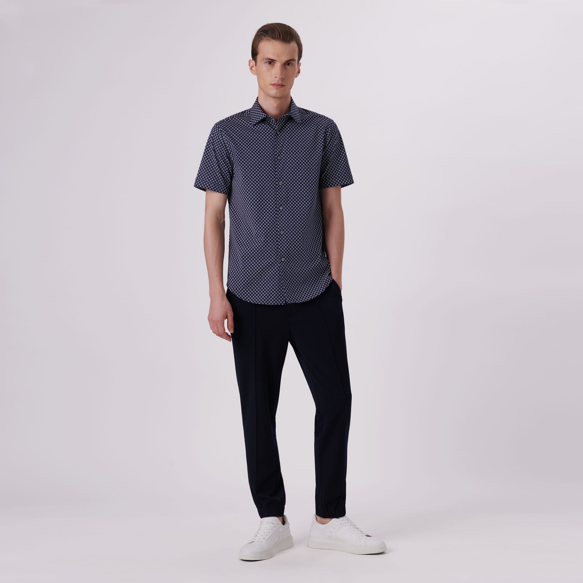 Miles Geometric Print OoohCotton Short Sleeve Shirt