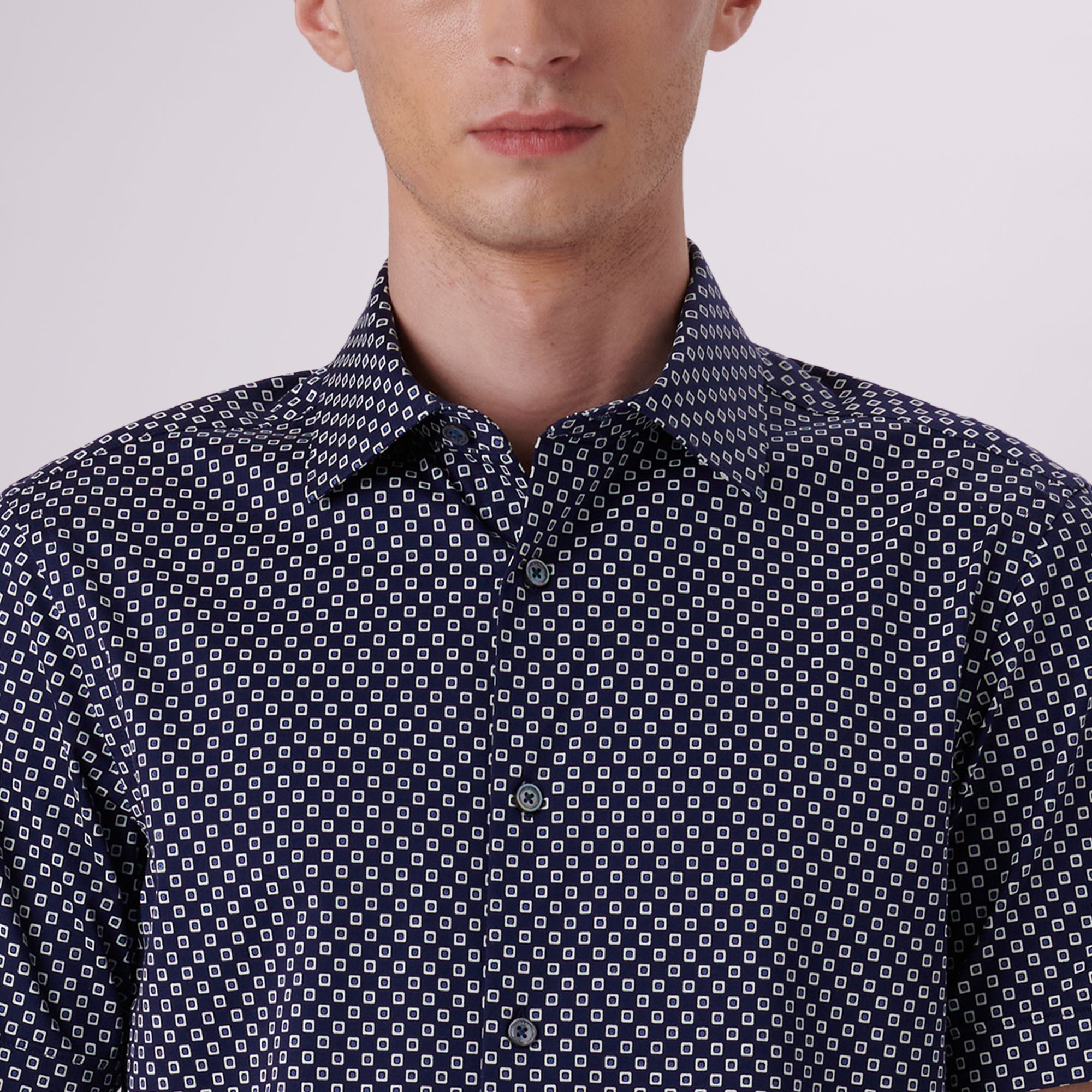 Miles Geometric Print OoohCotton Short Sleeve Shirt