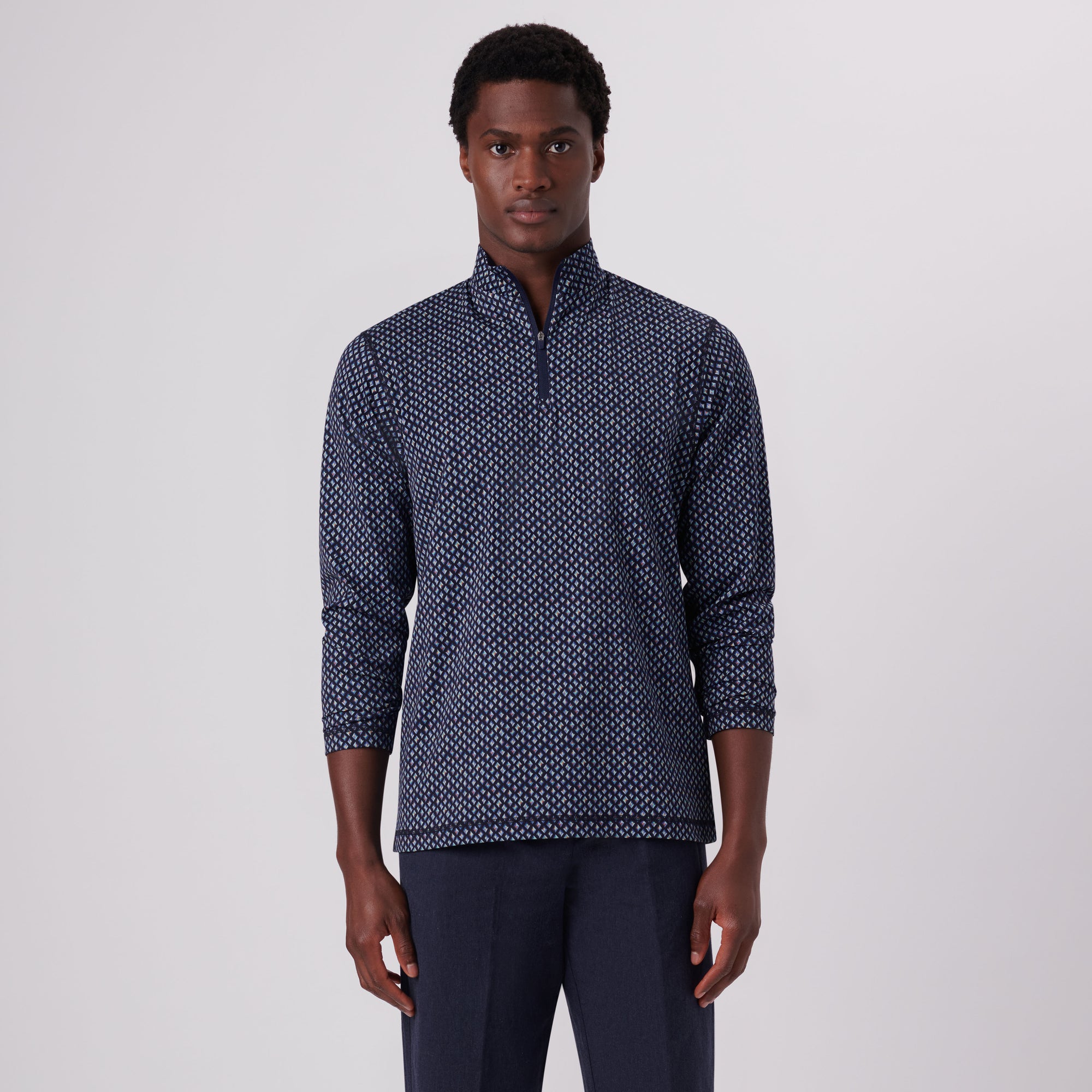 Anthony Diamond Print OoohCotton Quarter Zip Pullover