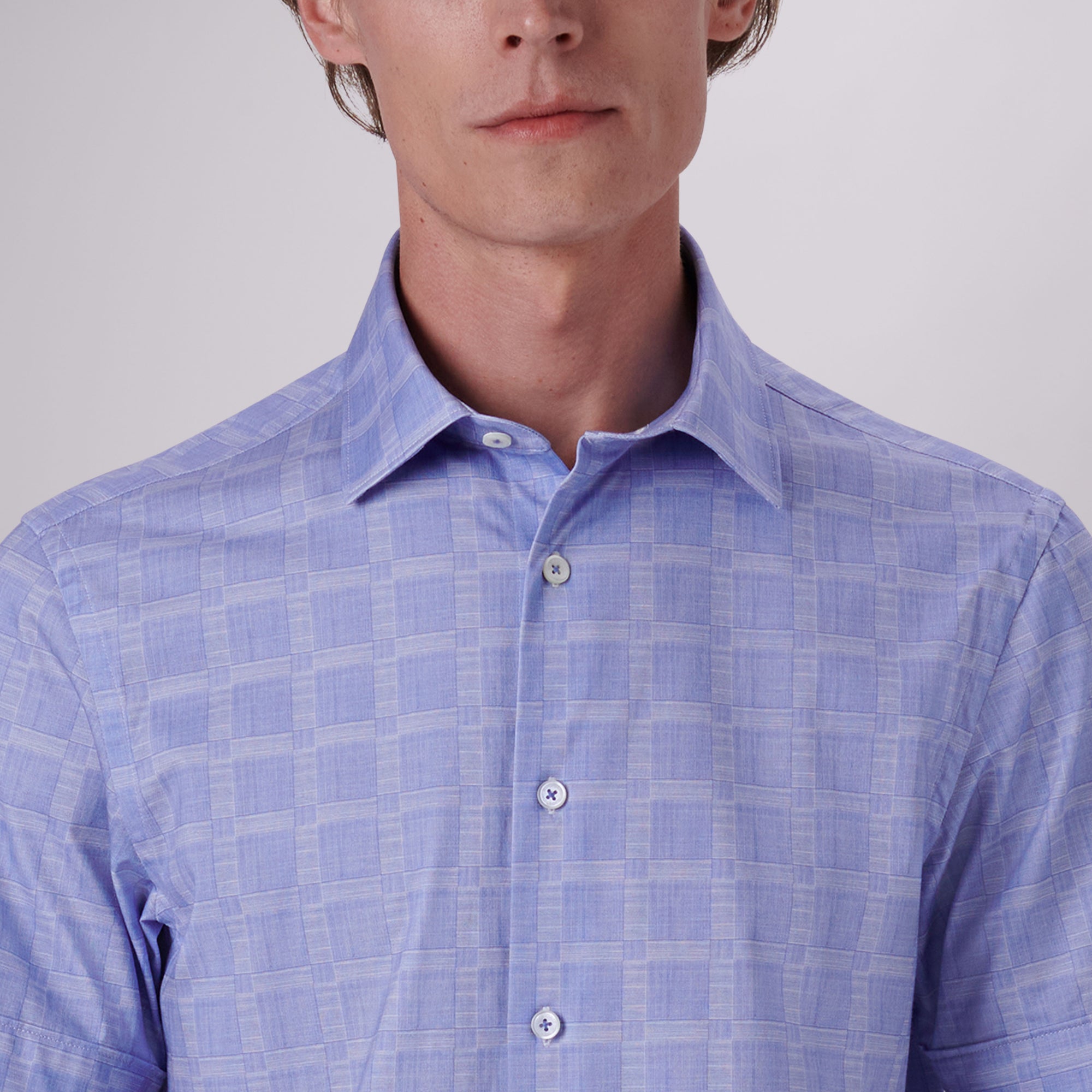 Miles Windowpane Check Print OoohCotton Short Sleeve Shirt