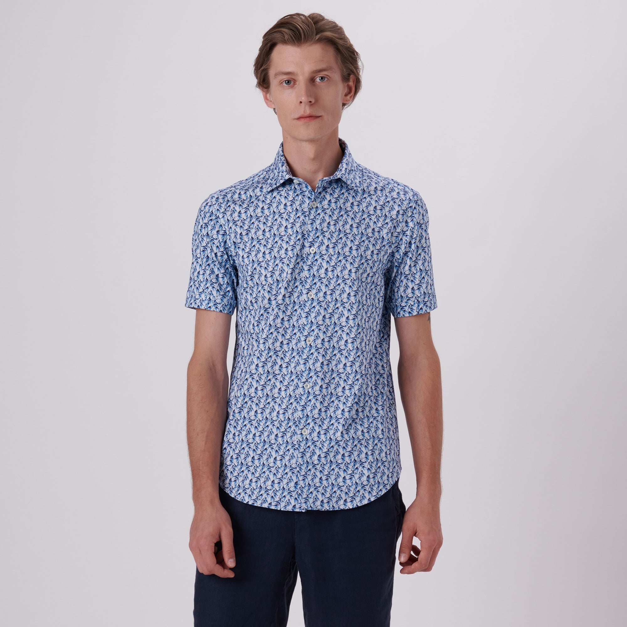 Miles Leaf Print OoohCotton Short Sleeve Shirt
