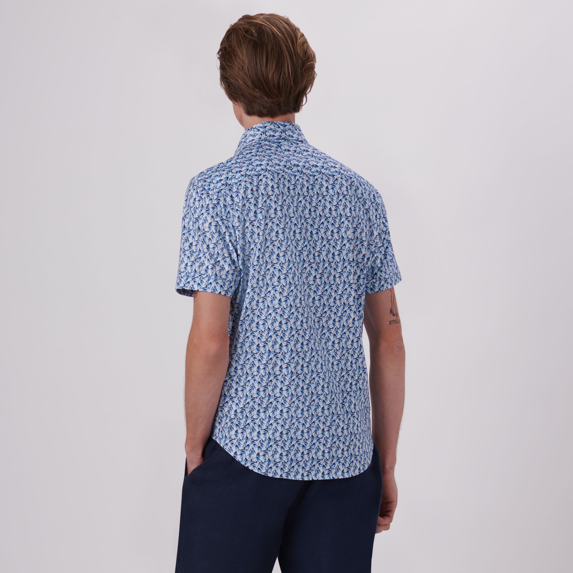 Miles Leaf Print OoohCotton Short Sleeve Shirt