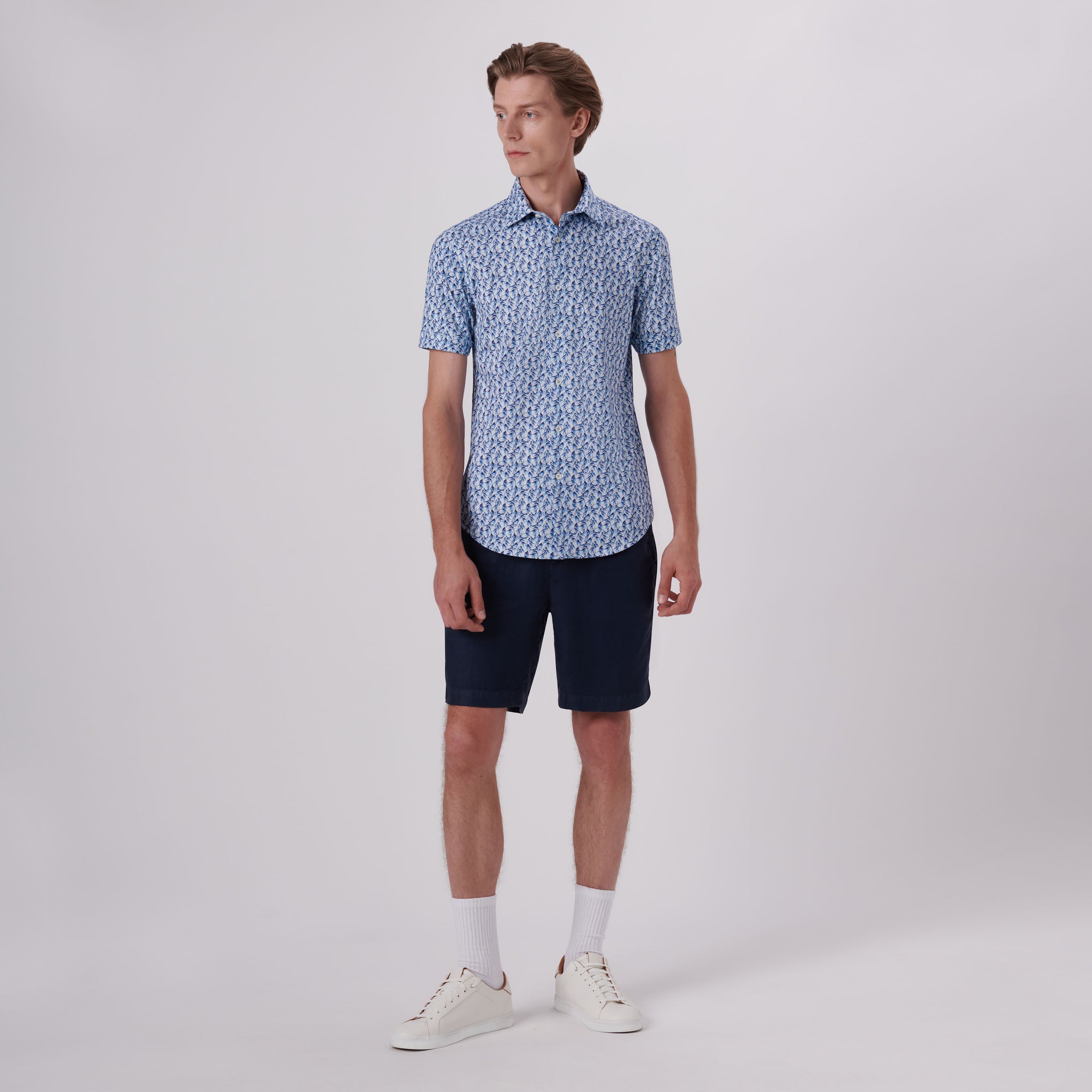 Miles Leaf Print OoohCotton Short Sleeve Shirt