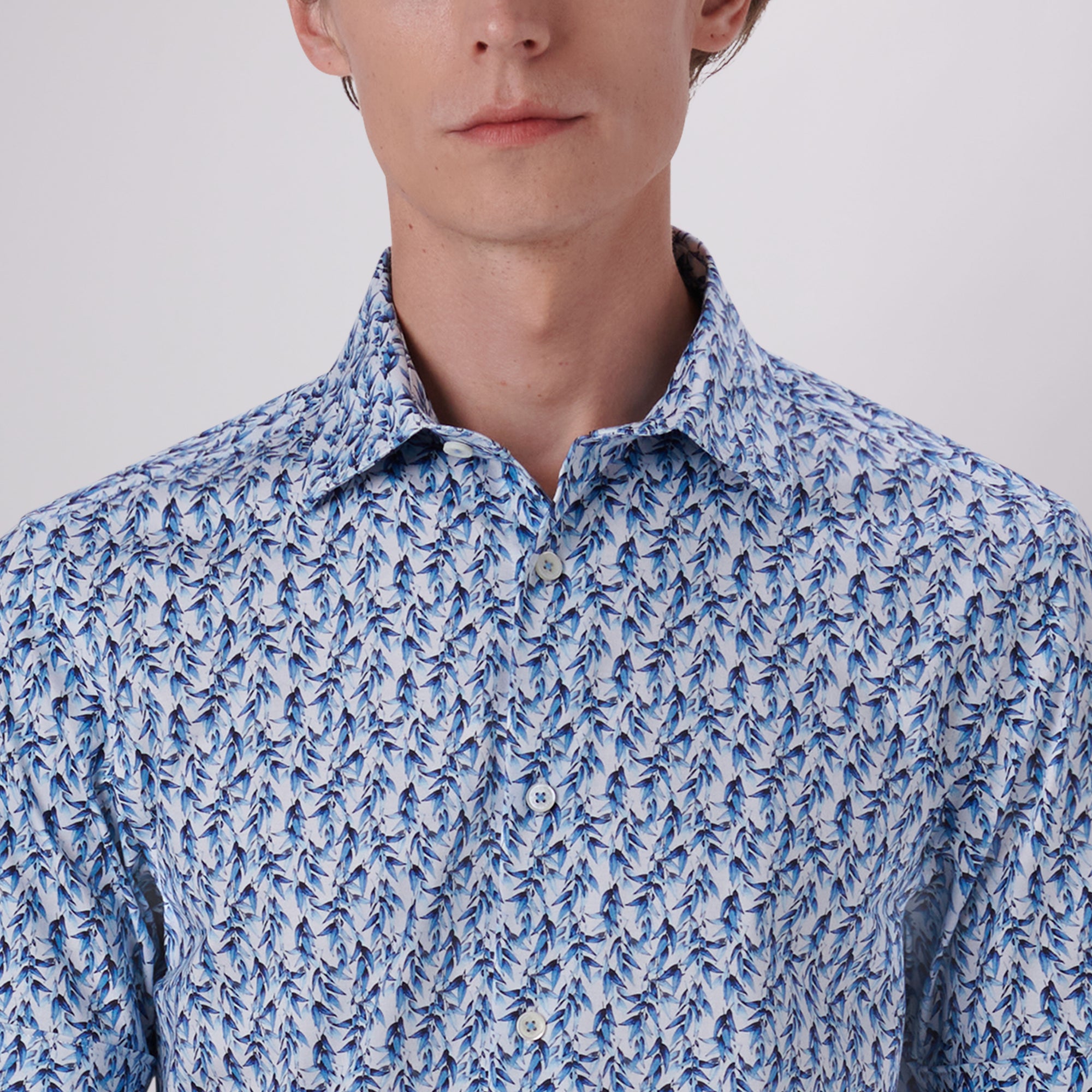 Miles Leaf Print OoohCotton Short Sleeve Shirt