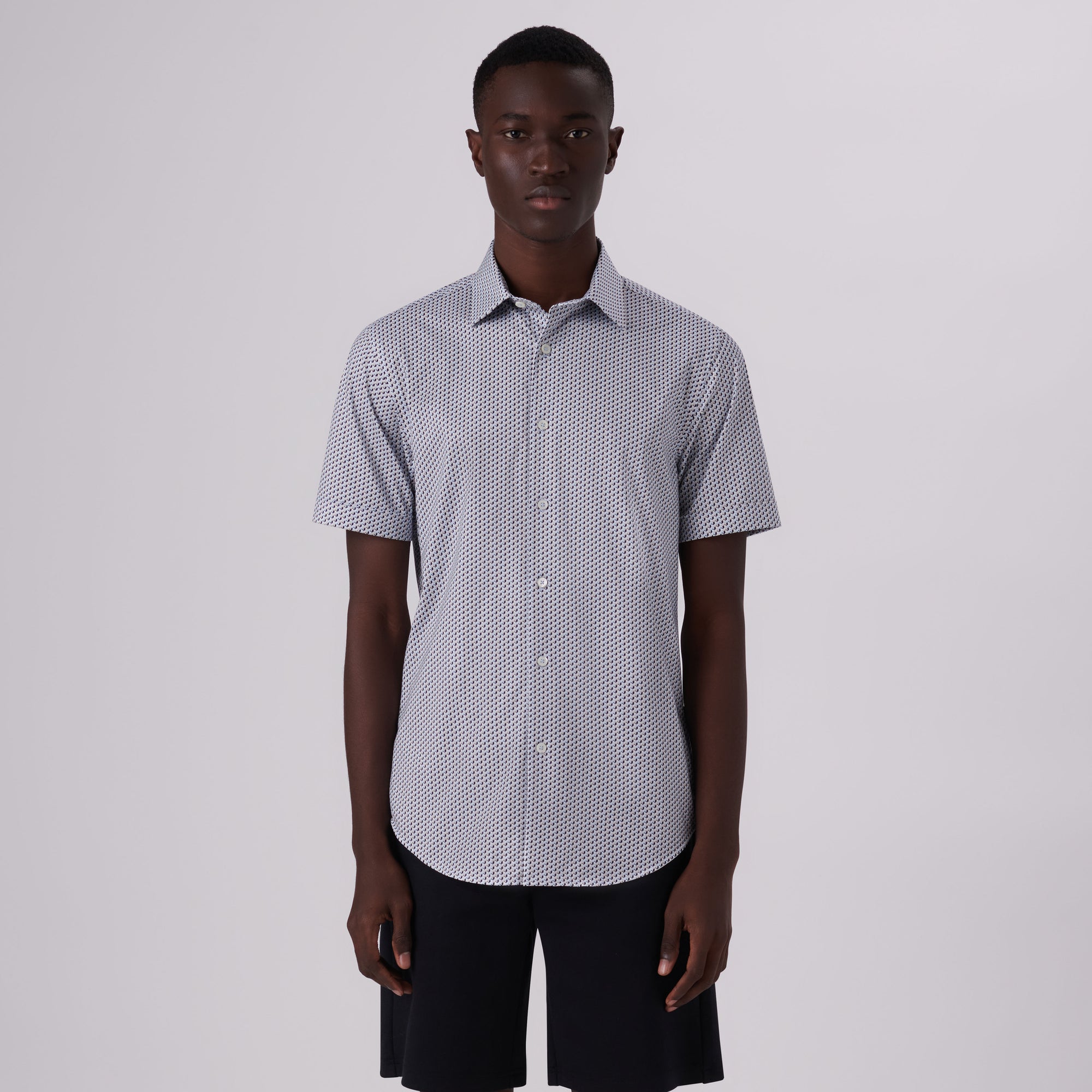 Miles Geometric Print OoohCotton Short Sleeve Shirt