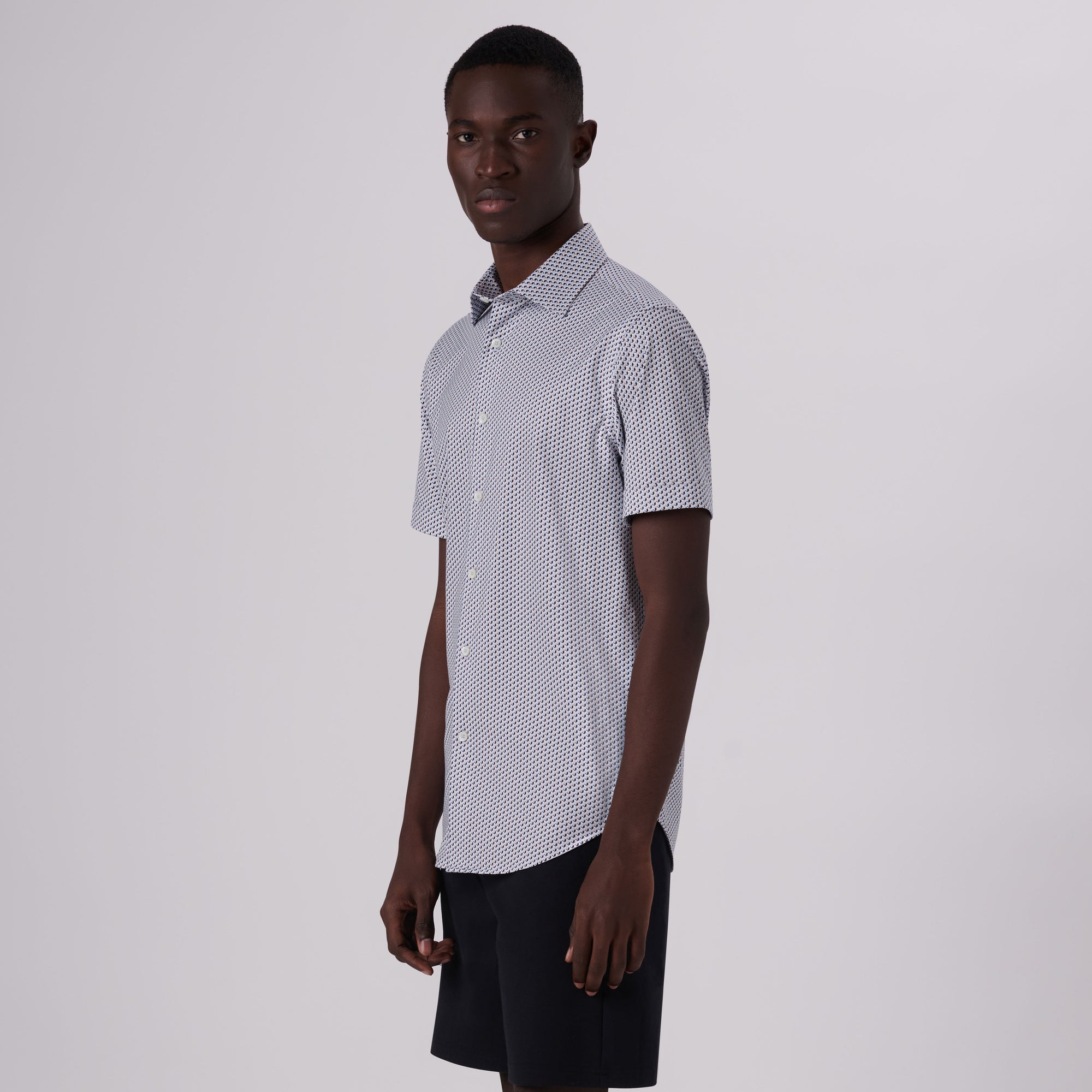 Miles Geometric Print OoohCotton Short Sleeve Shirt