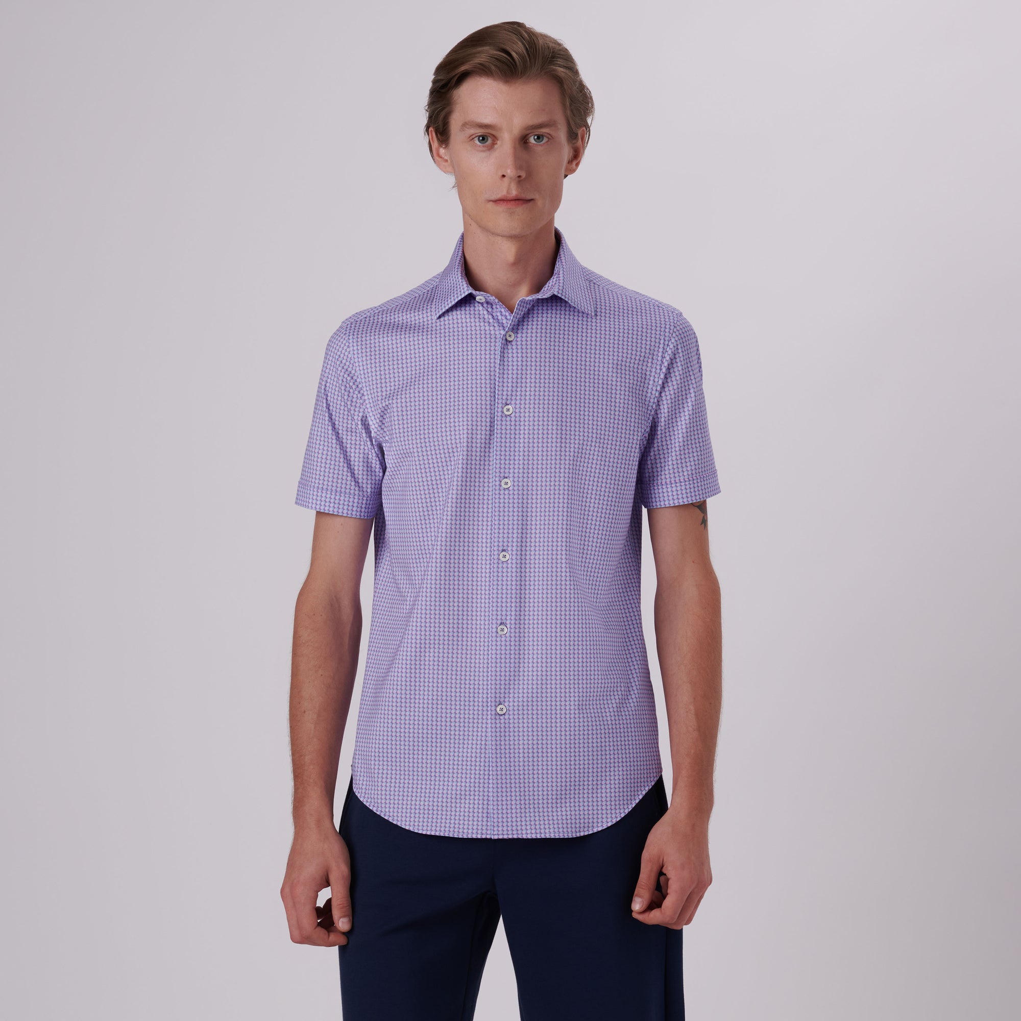 Miles Ribbon Stripe Print OoohCotton Short Sleeve Shirt