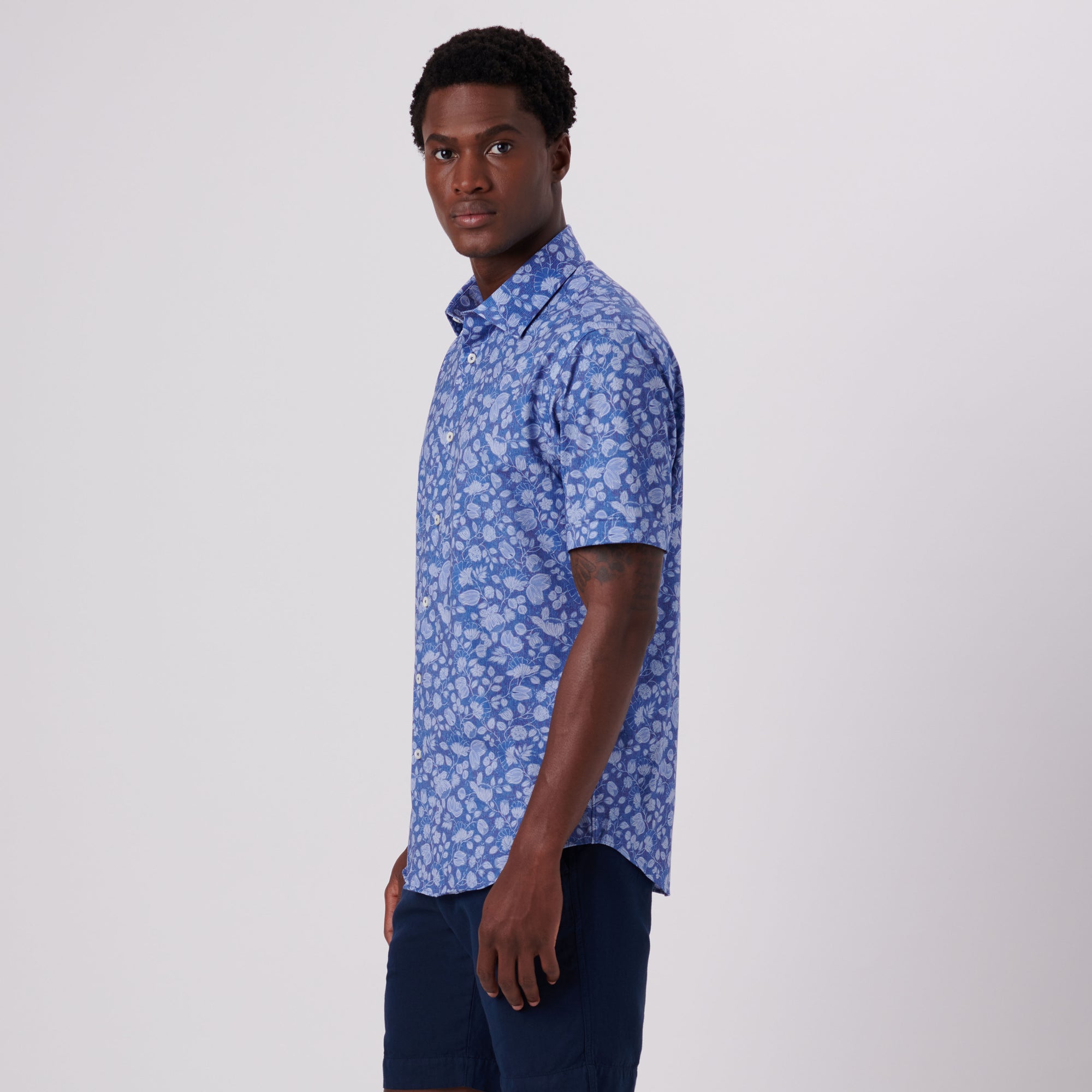 Miles Floral Print OoohCotton Short Sleeve Shirt