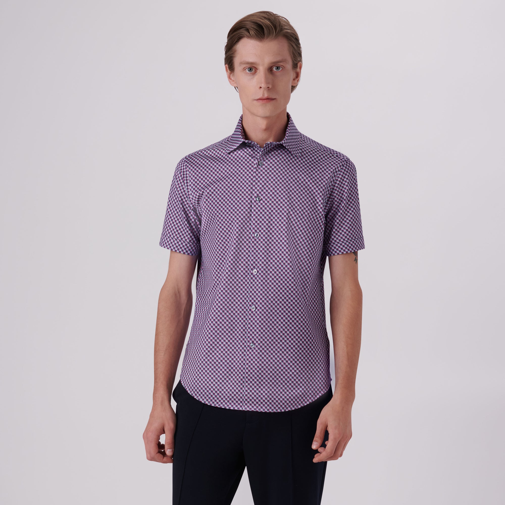 MILES Geometric Print OoohCotton Short Sleeve Shirt