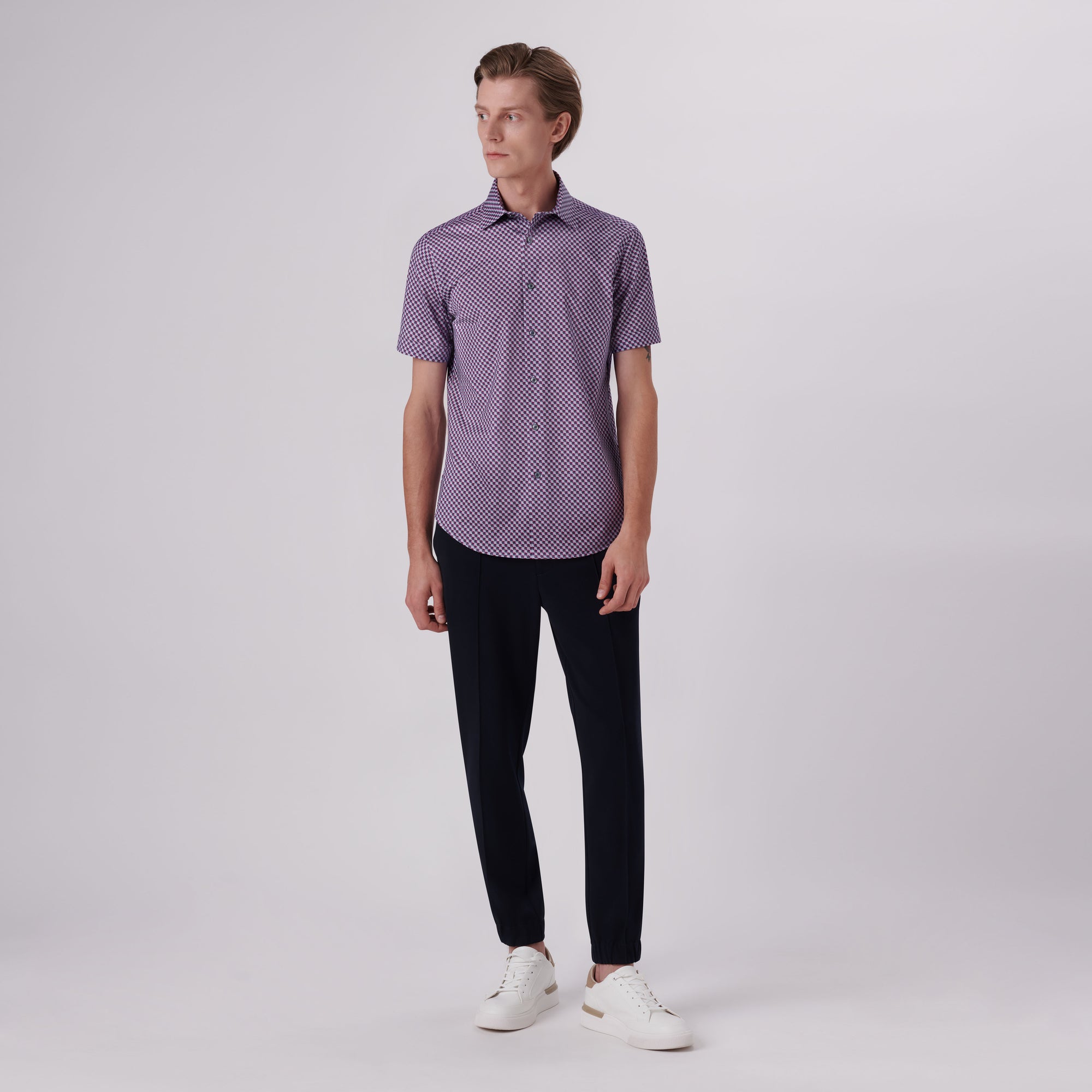 MILES Geometric Print OoohCotton Short Sleeve Shirt