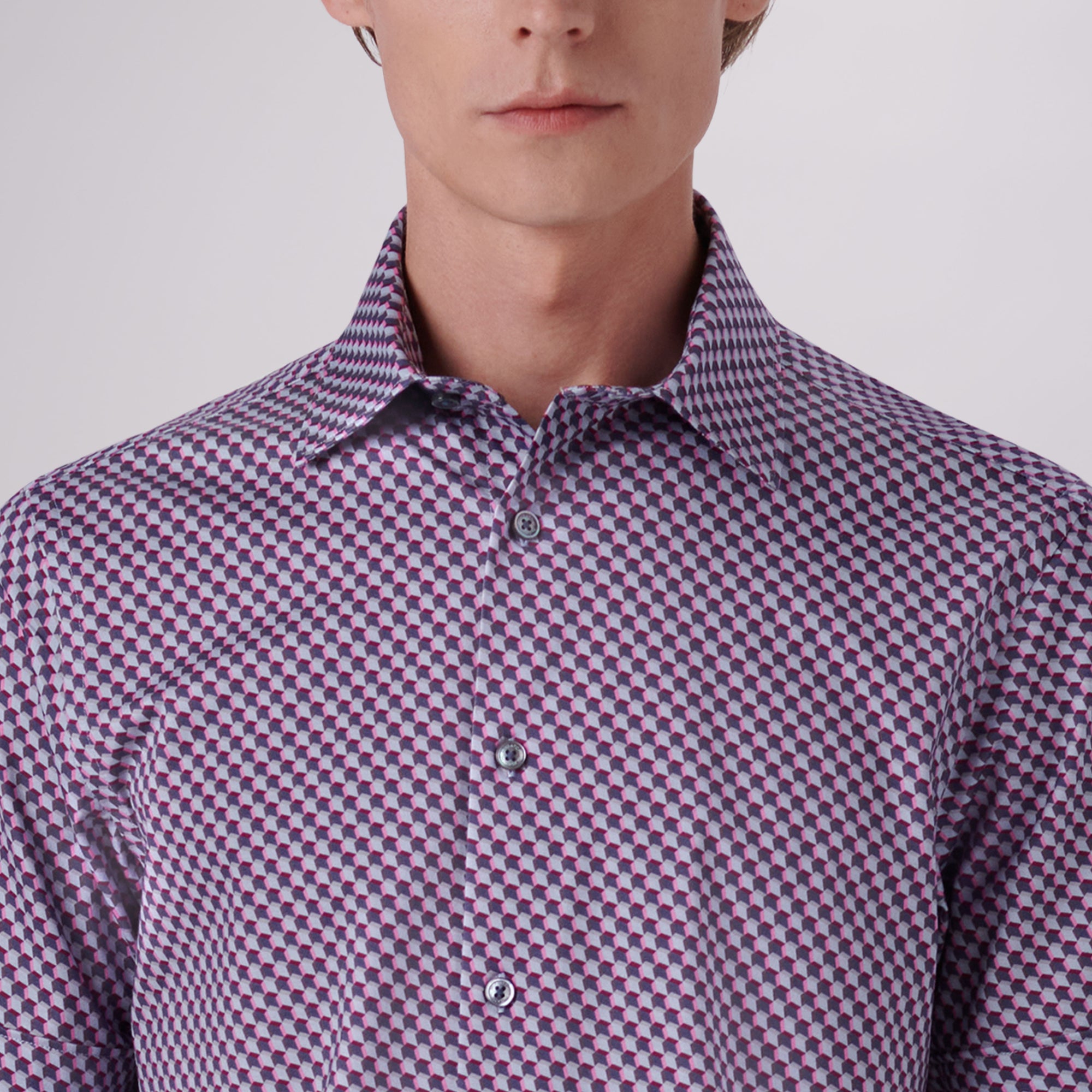 MILES Geometric Print OoohCotton Short Sleeve Shirt