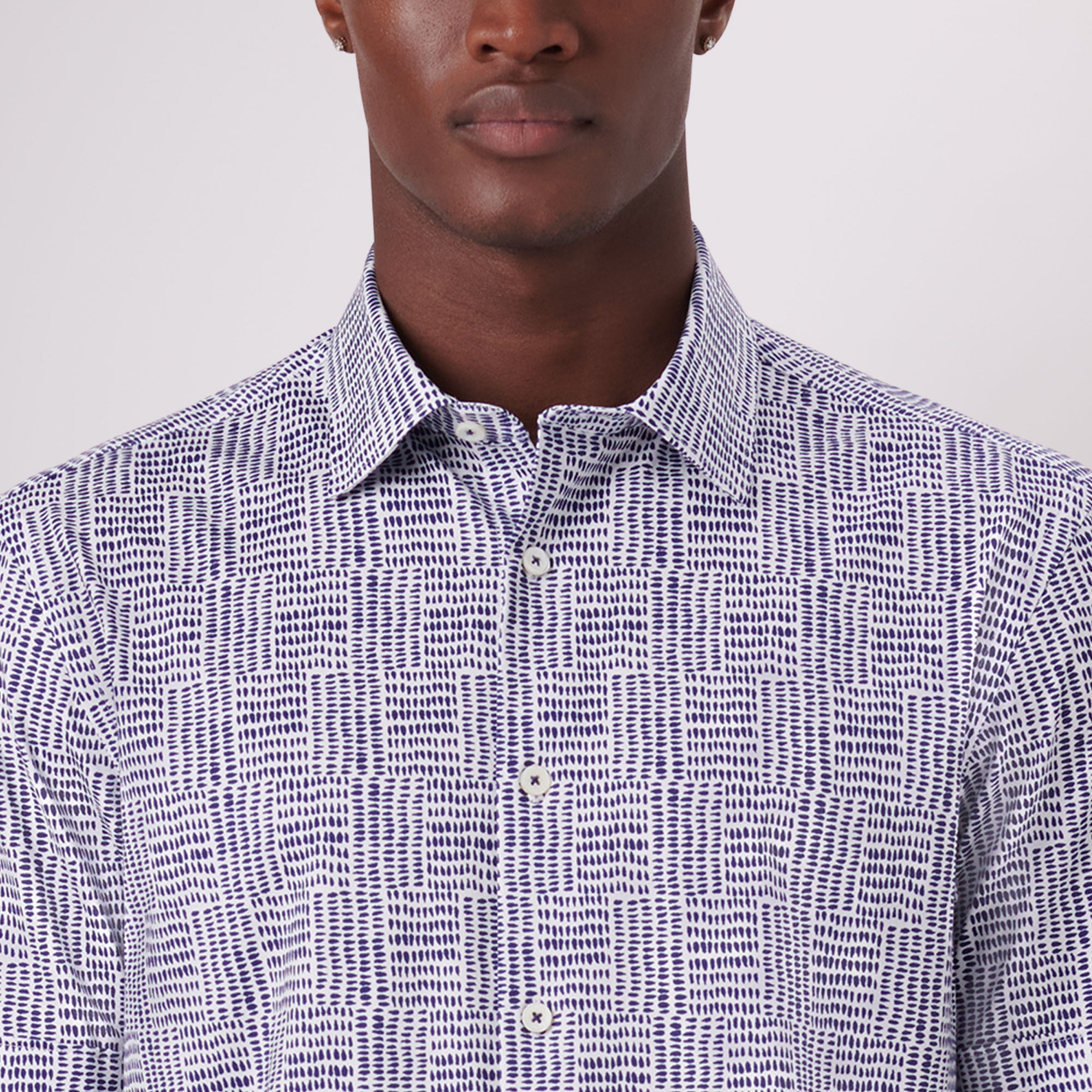 Miles Abstract Check Print OoohCotton Short Sleeve Shirt