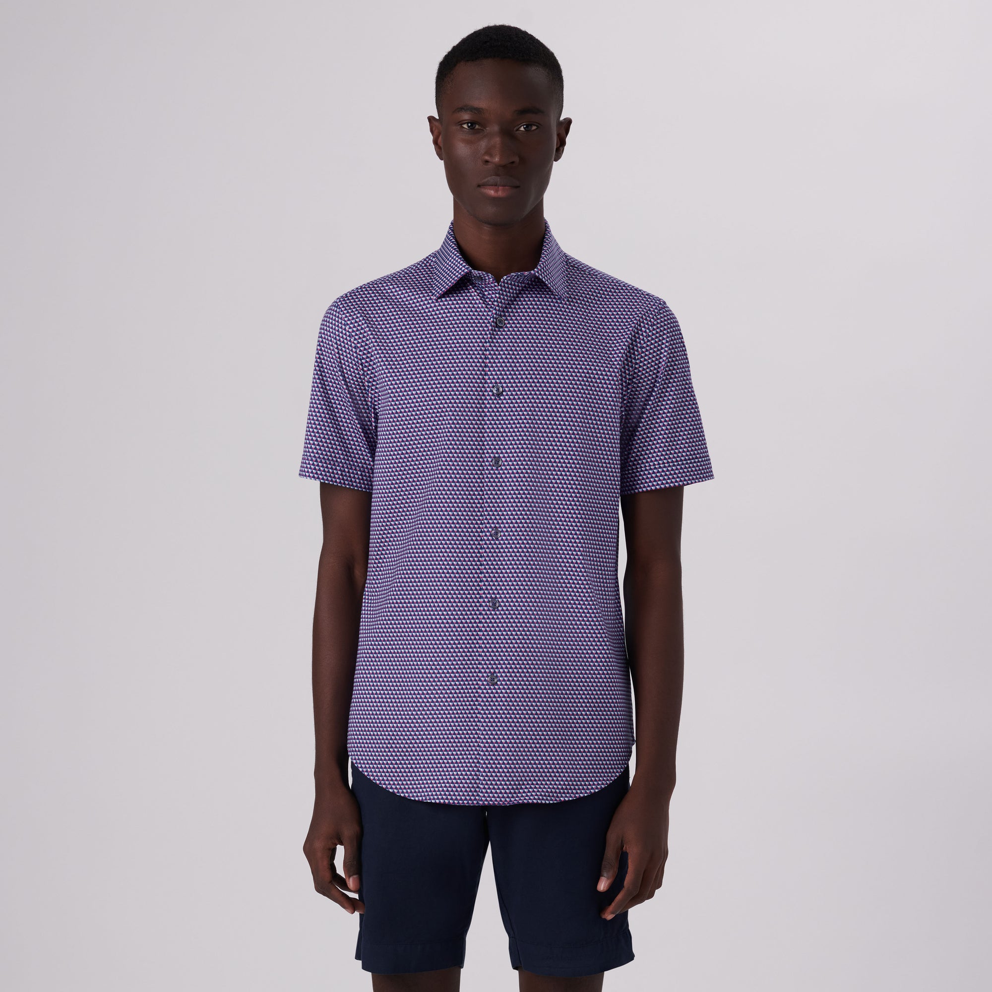Miles Geometric Print OoohCotton Short Sleeve Shirt