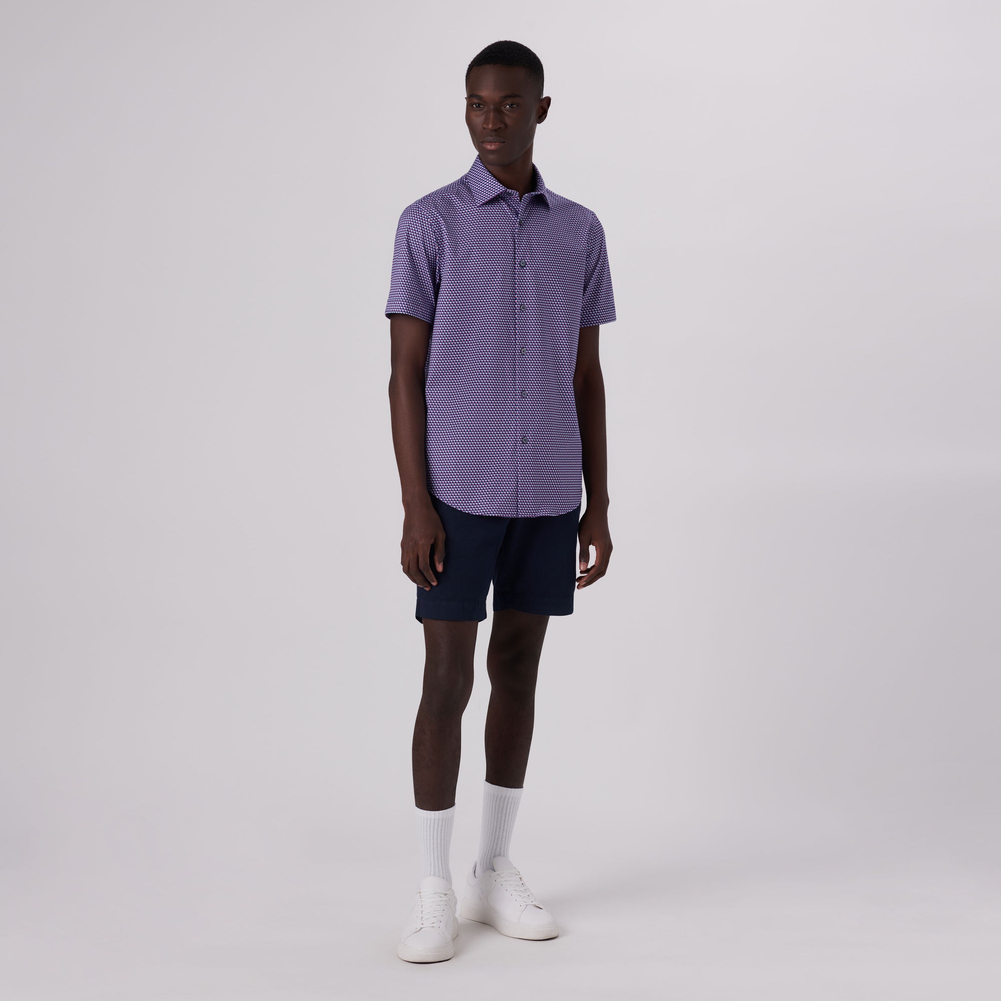 Miles Geometric Print OoohCotton Short Sleeve Shirt