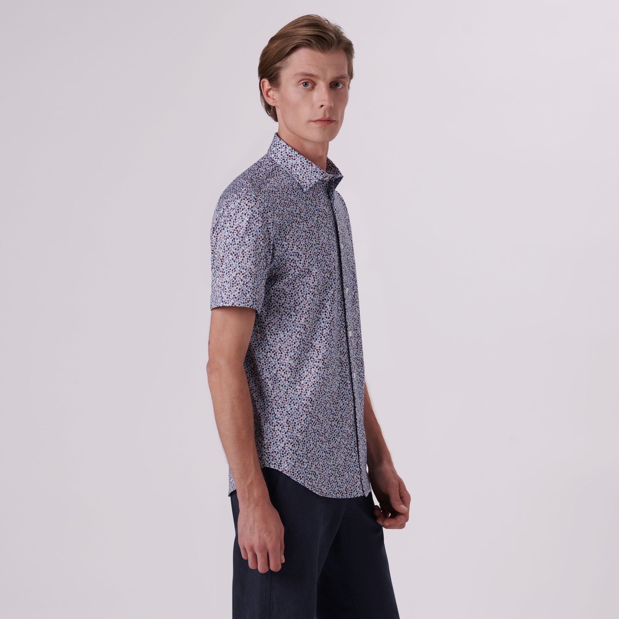 Miles Floral Print OoohCotton Short Sleeve Shirt