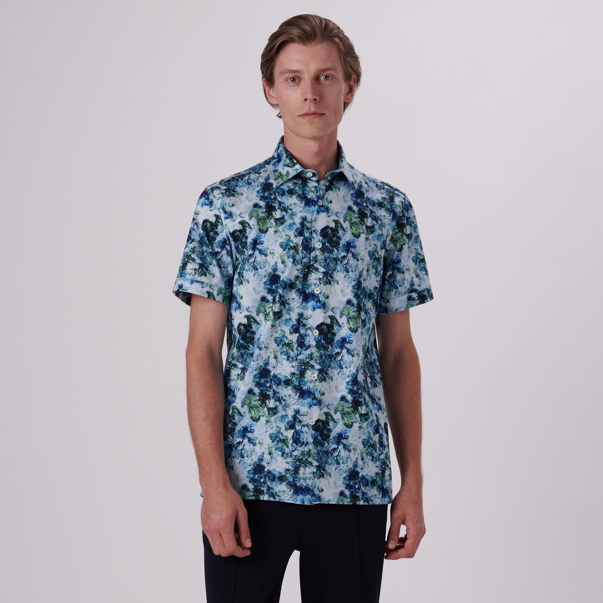 Milo Aquarelle Leaf Print OoohCotton Short Sleeve Shirt
