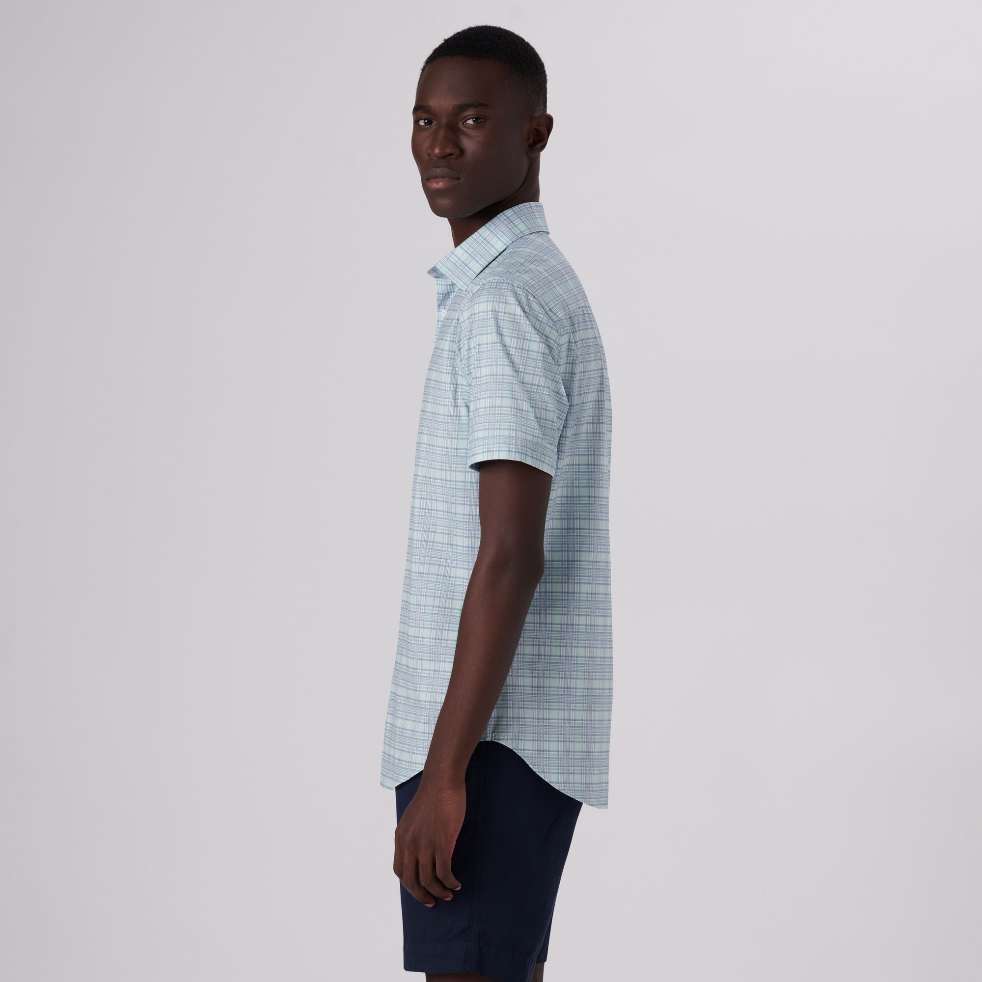 Miles Plaid Check Print OoohCotton Short Sleeve Shirt