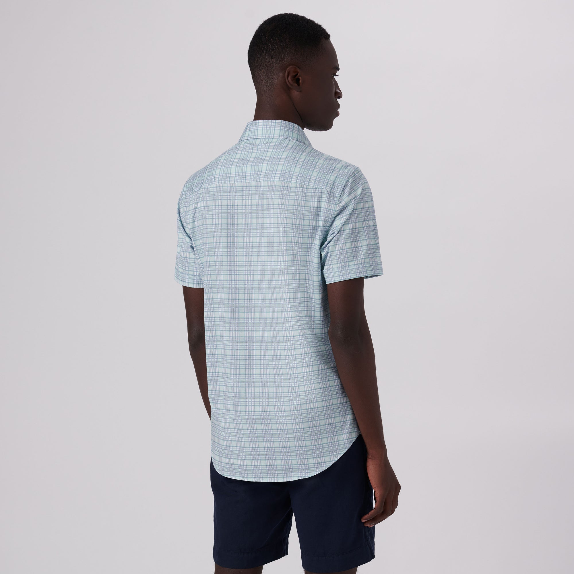 Miles Plaid Check Print OoohCotton Short Sleeve Shirt