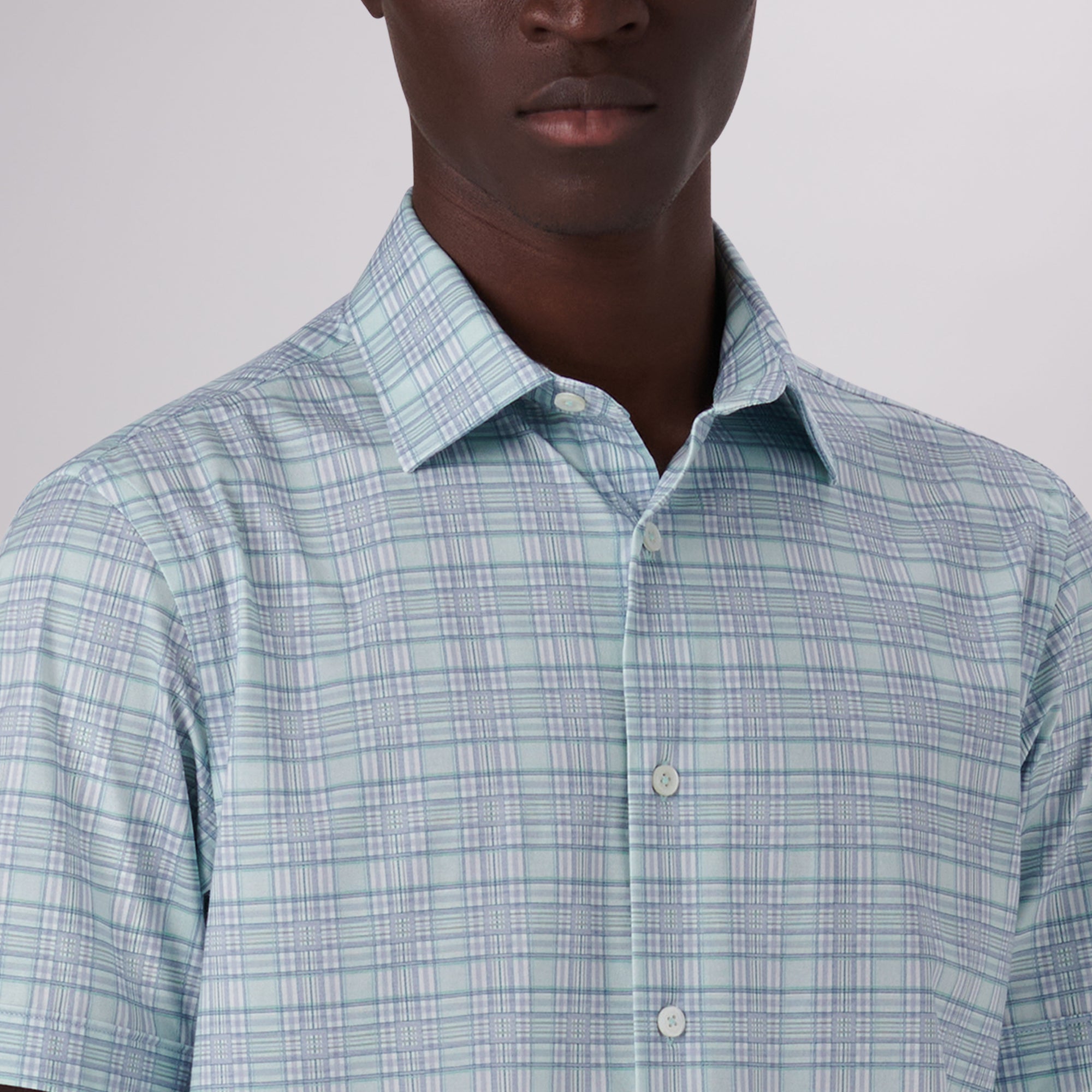 Miles Plaid Check Print OoohCotton Short Sleeve Shirt