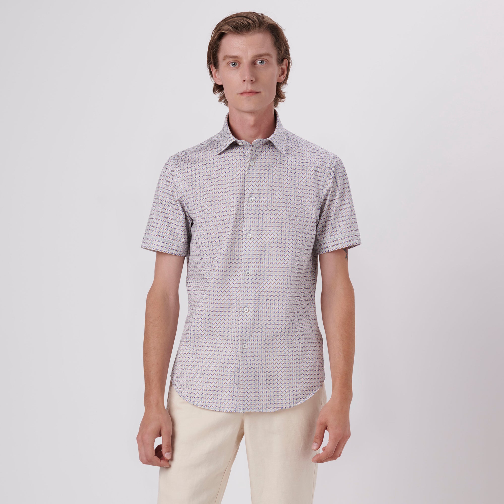 Miles Geometric Print OoohCotton Short Sleeve Shirt