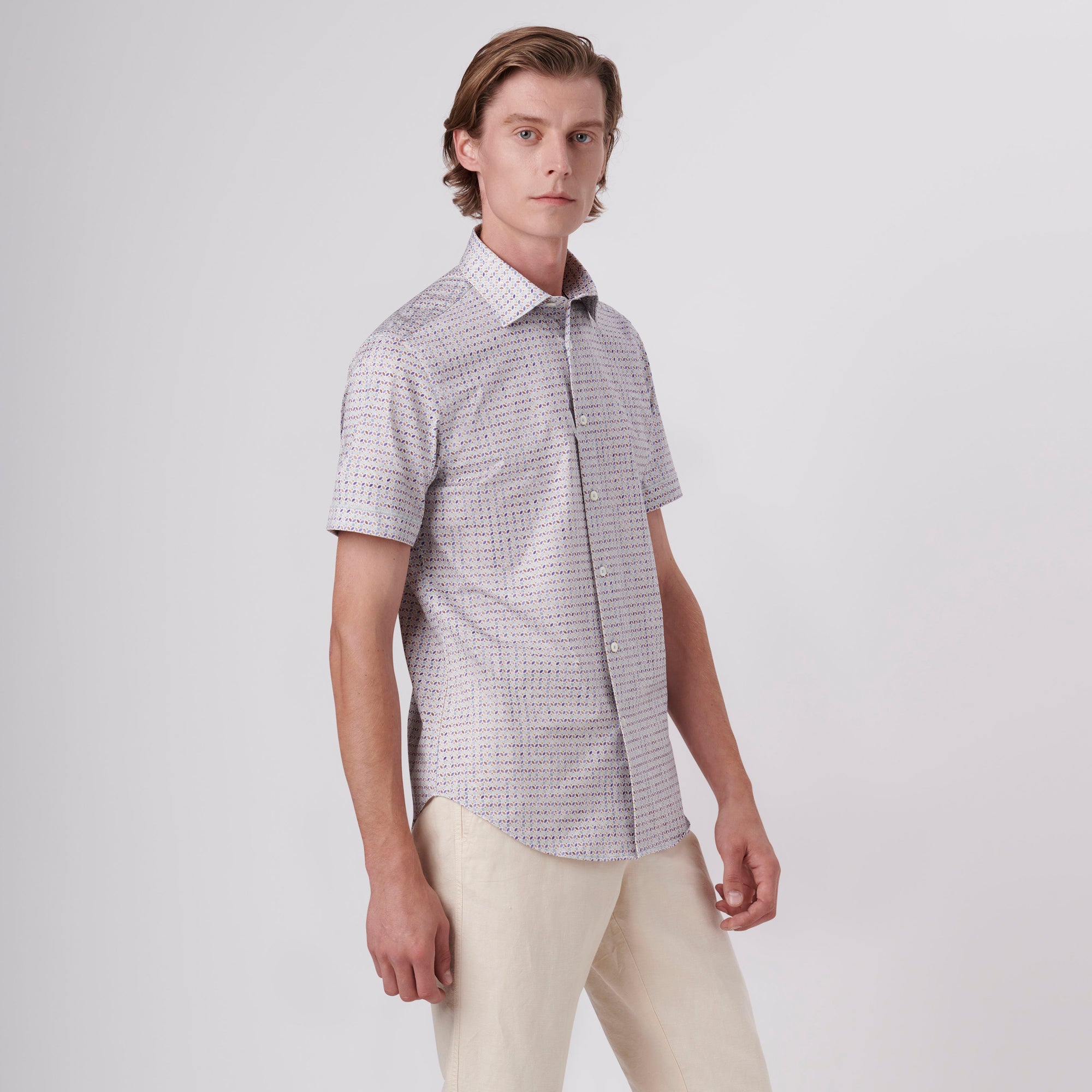 Miles Geometric Print OoohCotton Short Sleeve Shirt
