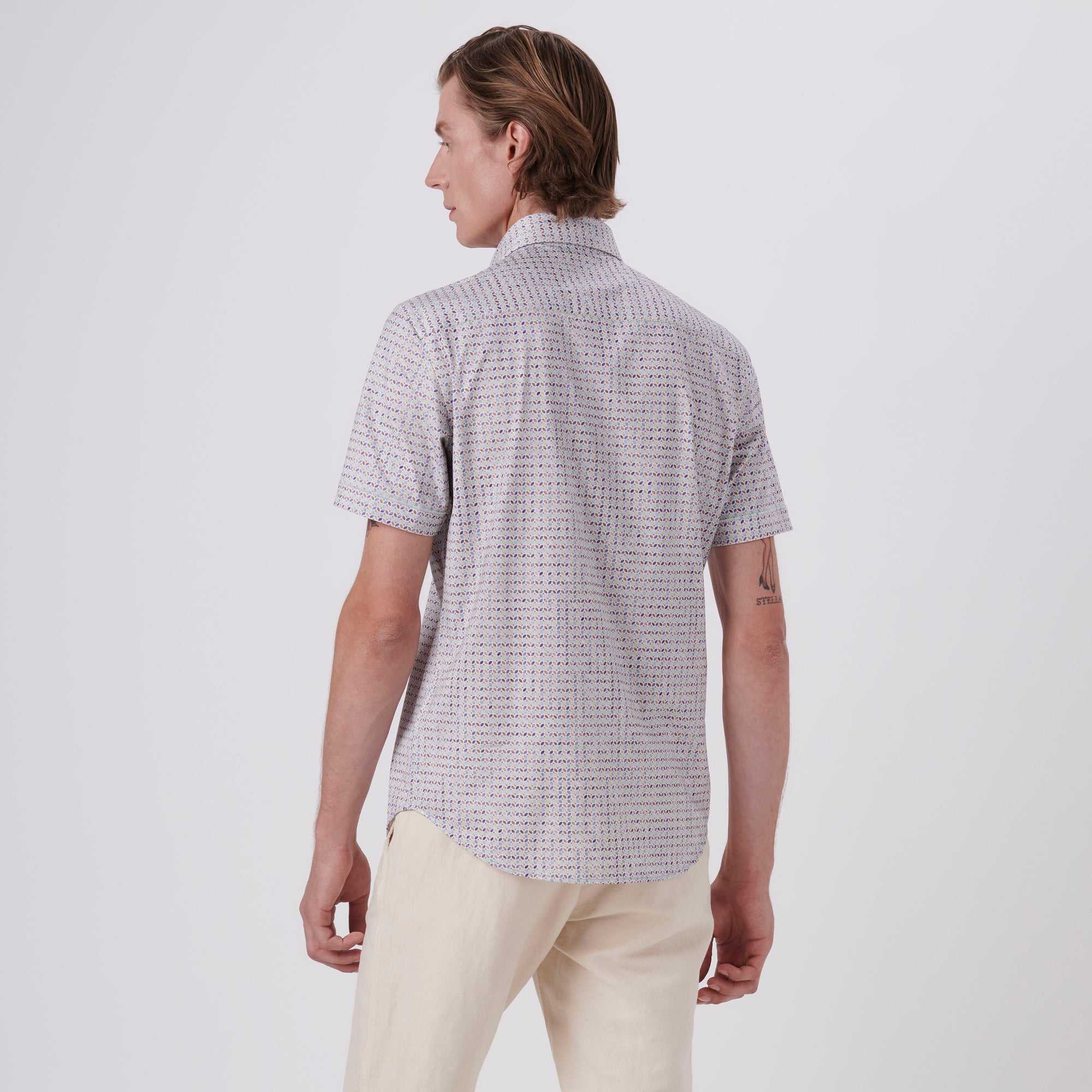 Miles Geometric Print OoohCotton Short Sleeve Shirt