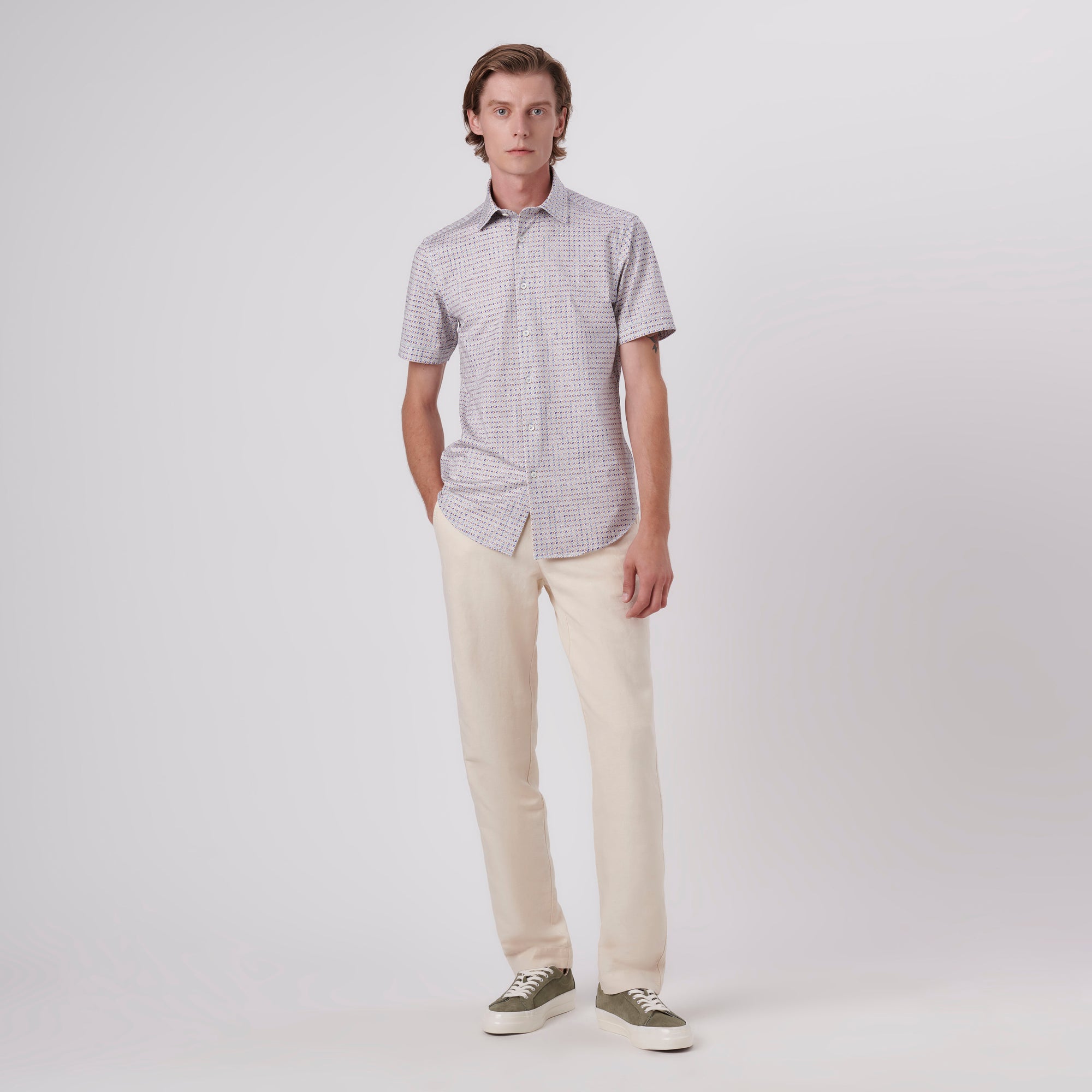 Miles Geometric Print OoohCotton Short Sleeve Shirt