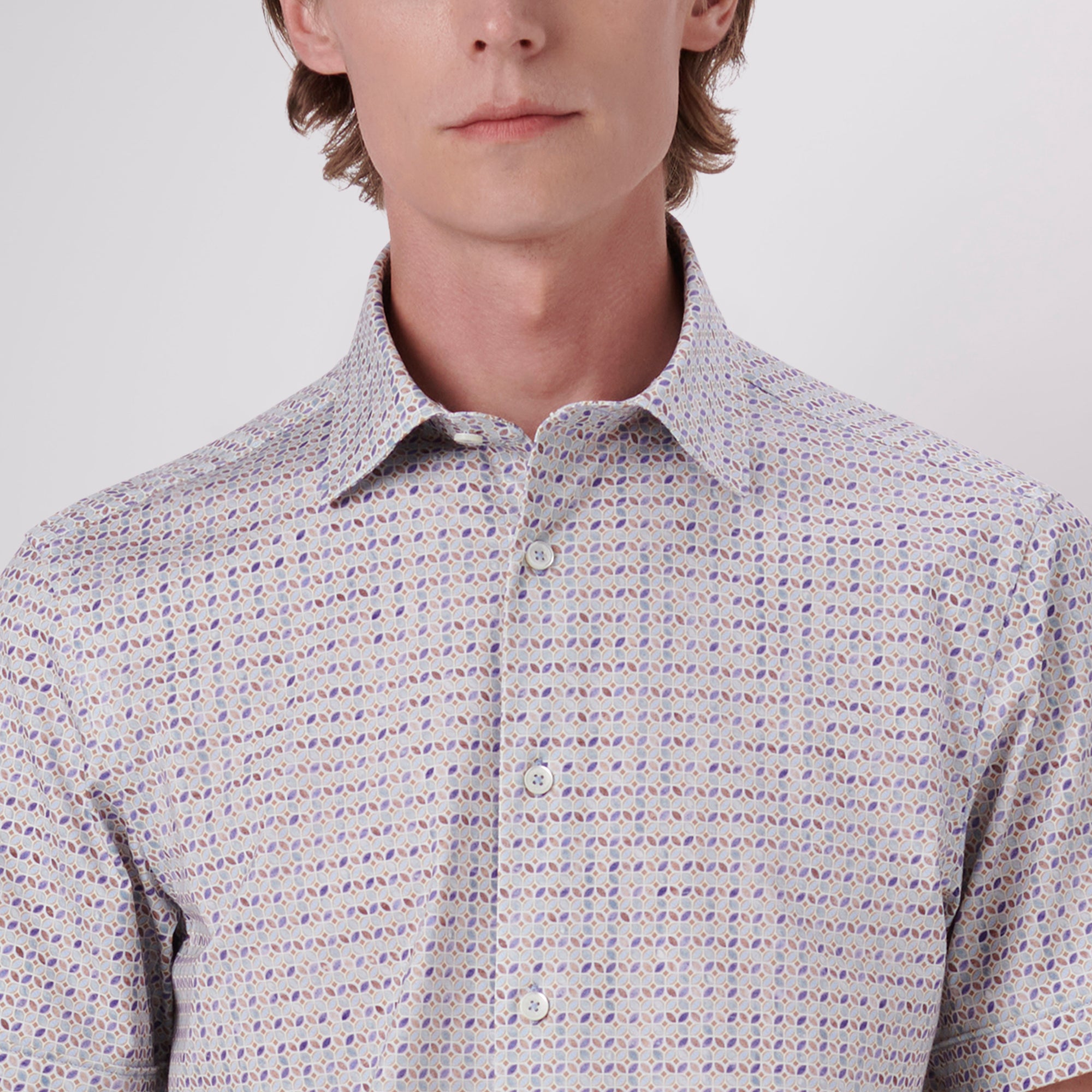 Miles Geometric Print OoohCotton Short Sleeve Shirt