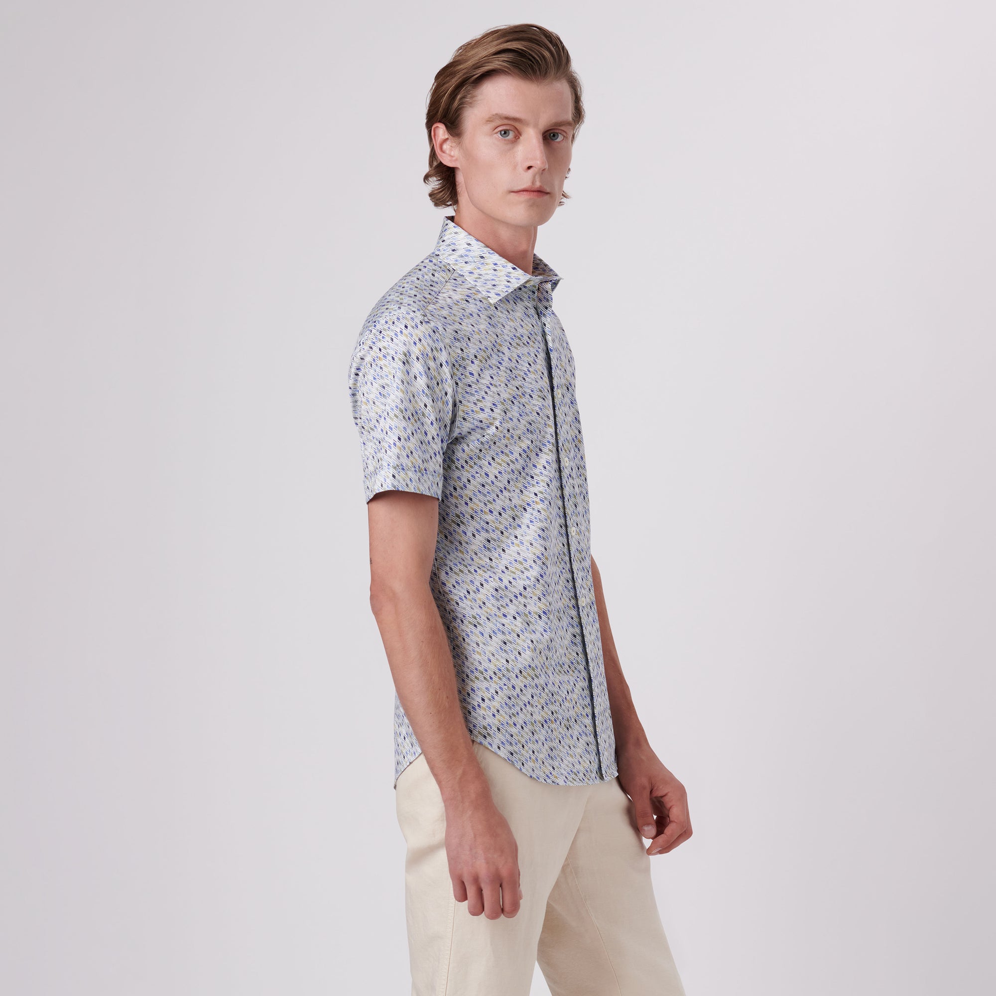 Miles Geometric Print OoohCotton Short Sleeve Shirt